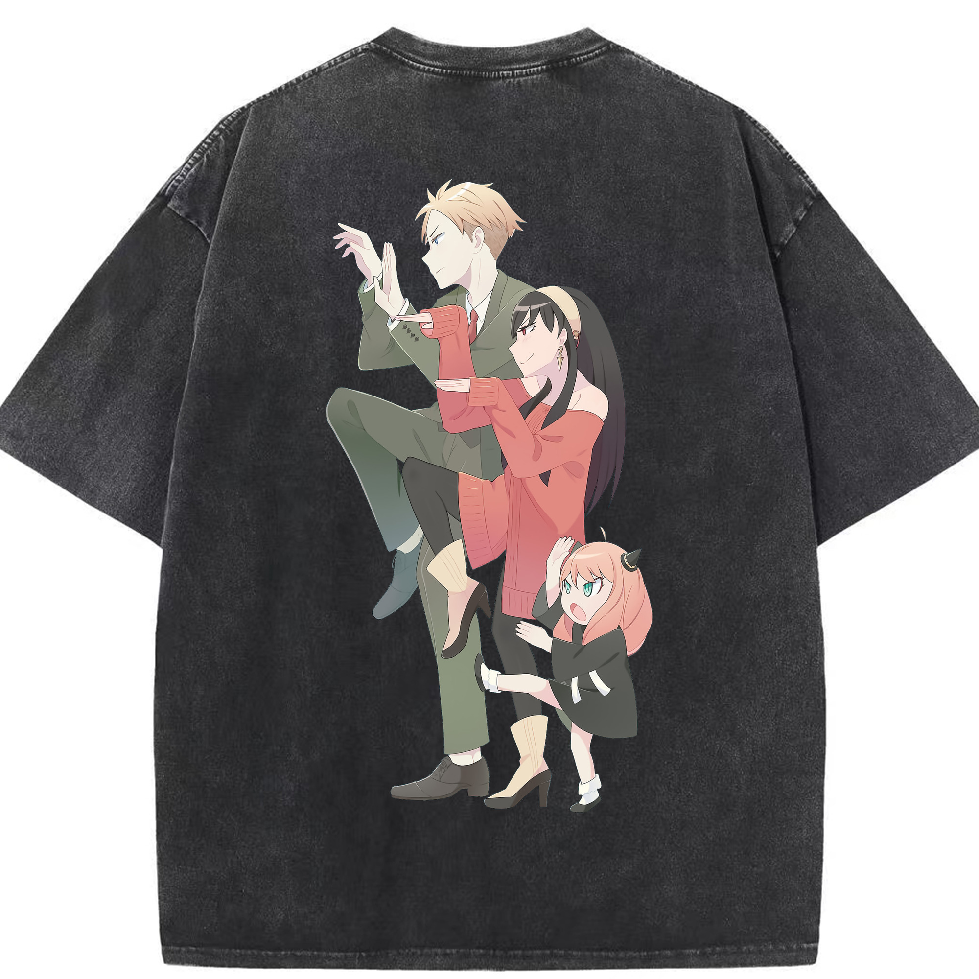 （画像用） SPY×FAMILY间谍家家酒 綿100% ヴィンテージ風 半袖Tシャツ（背面プリント）