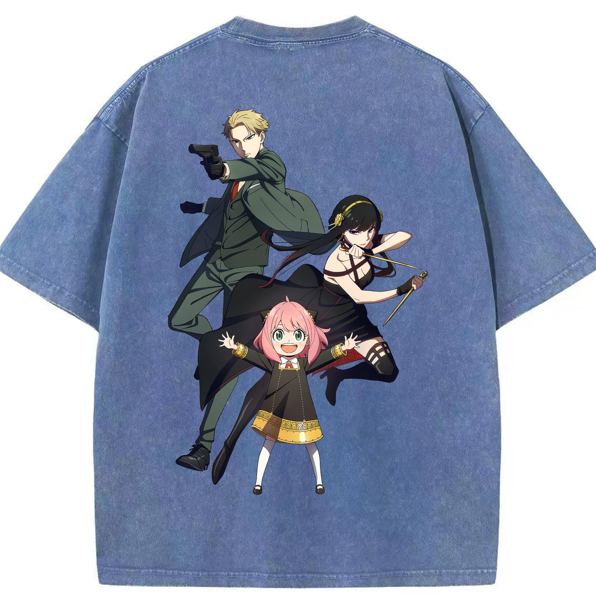 （画像用） SPY×FAMILY间谍家家酒 綿100% ヴィンテージ風 半袖Tシャツ（背面プリント）