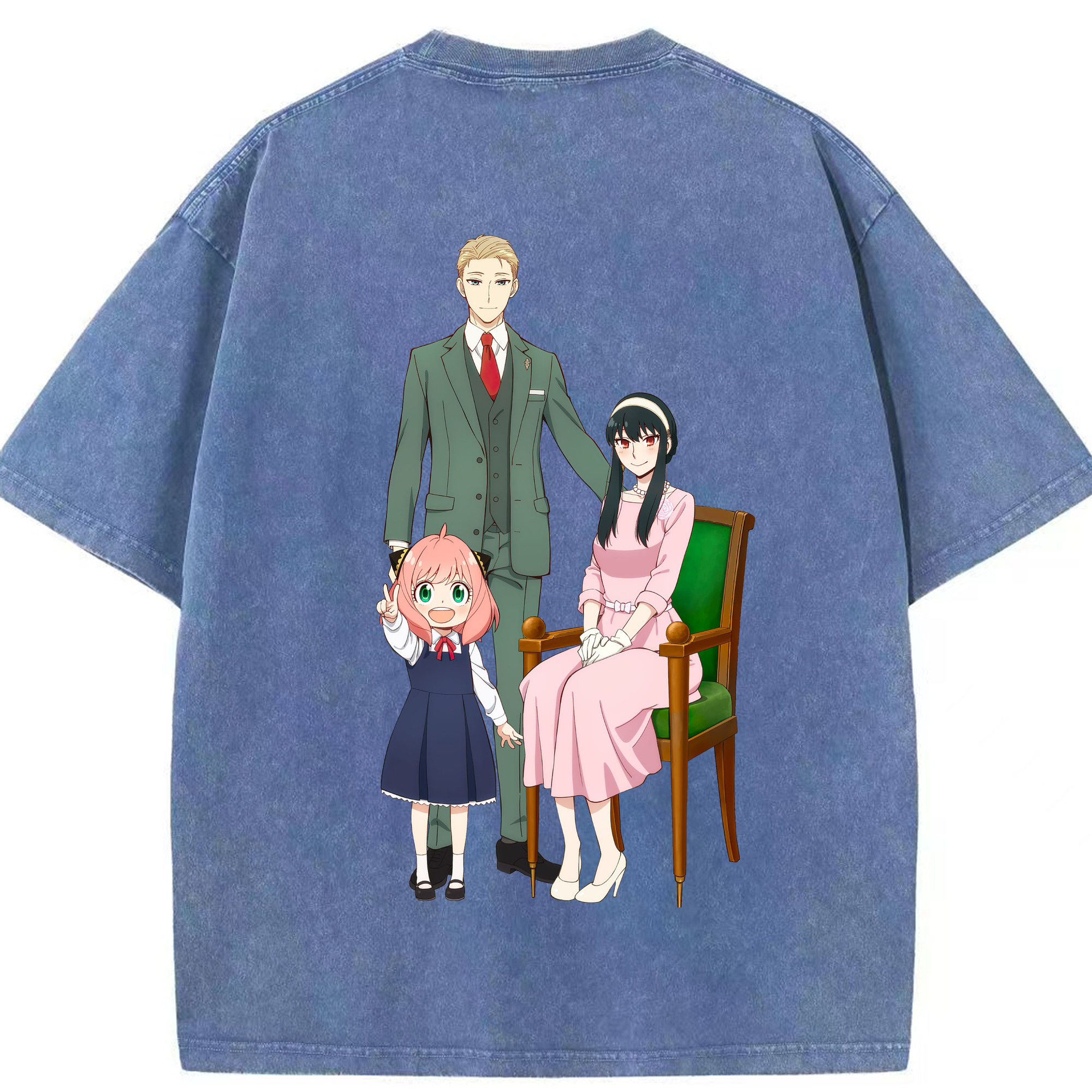 （画像用） SPY×FAMILY间谍家家酒 綿100% ヴィンテージ風 半袖Tシャツ（背面プリント）