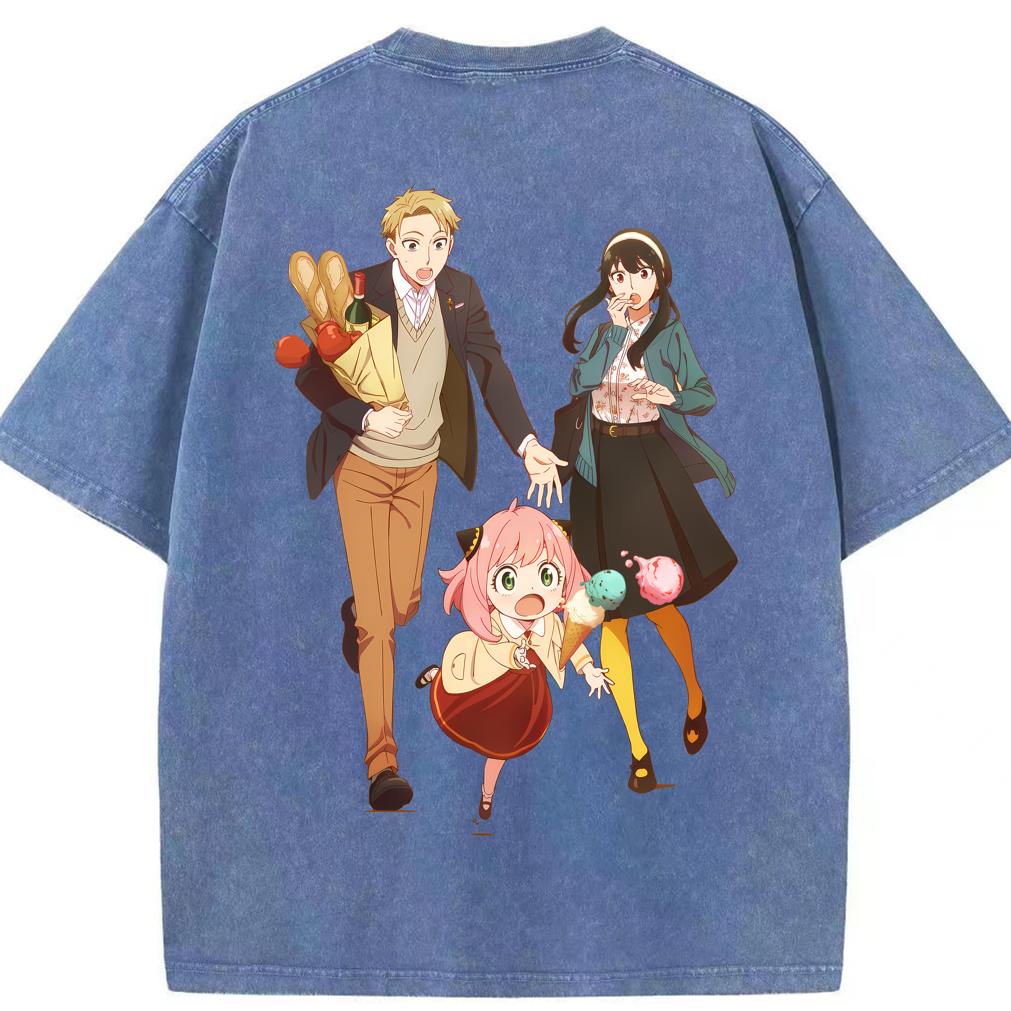 （画像用） SPY×FAMILY间谍家家酒 綿100% ヴィンテージ風 半袖Tシャツ（背面プリント）