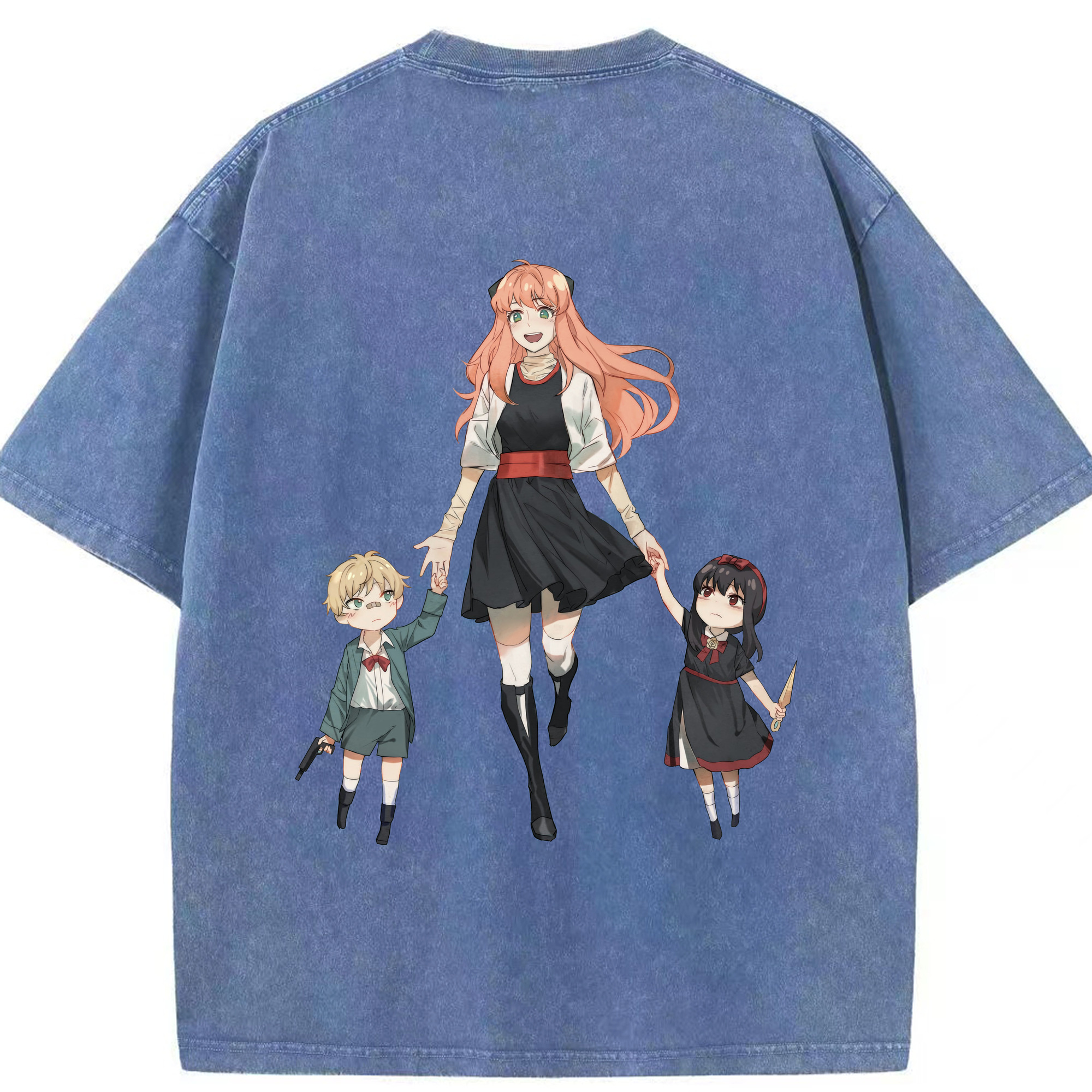 （画像用） SPY×FAMILY间谍家家酒 綿100% ヴィンテージ風 半袖Tシャツ（背面プリント）