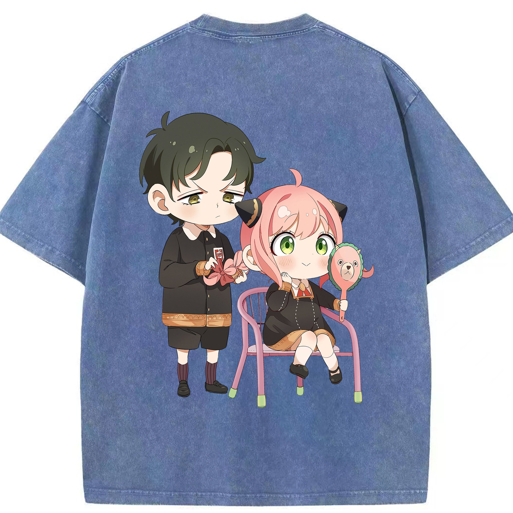 （画像用） SPY×FAMILY间谍家家酒 綿100% ヴィンテージ風 半袖Tシャツ（背面プリント）