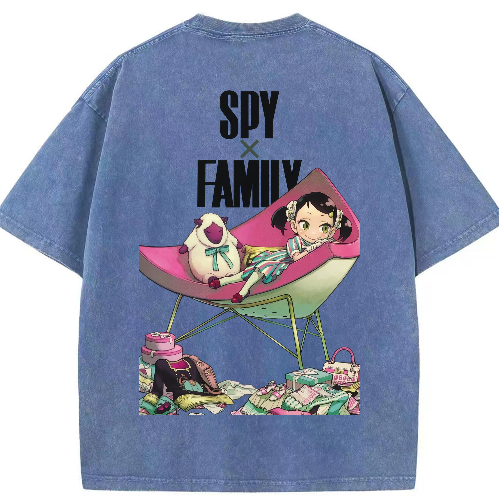 （画像用） SPY×FAMILY间谍家家酒 綿100% ヴィンテージ風 半袖Tシャツ（背面プリント）