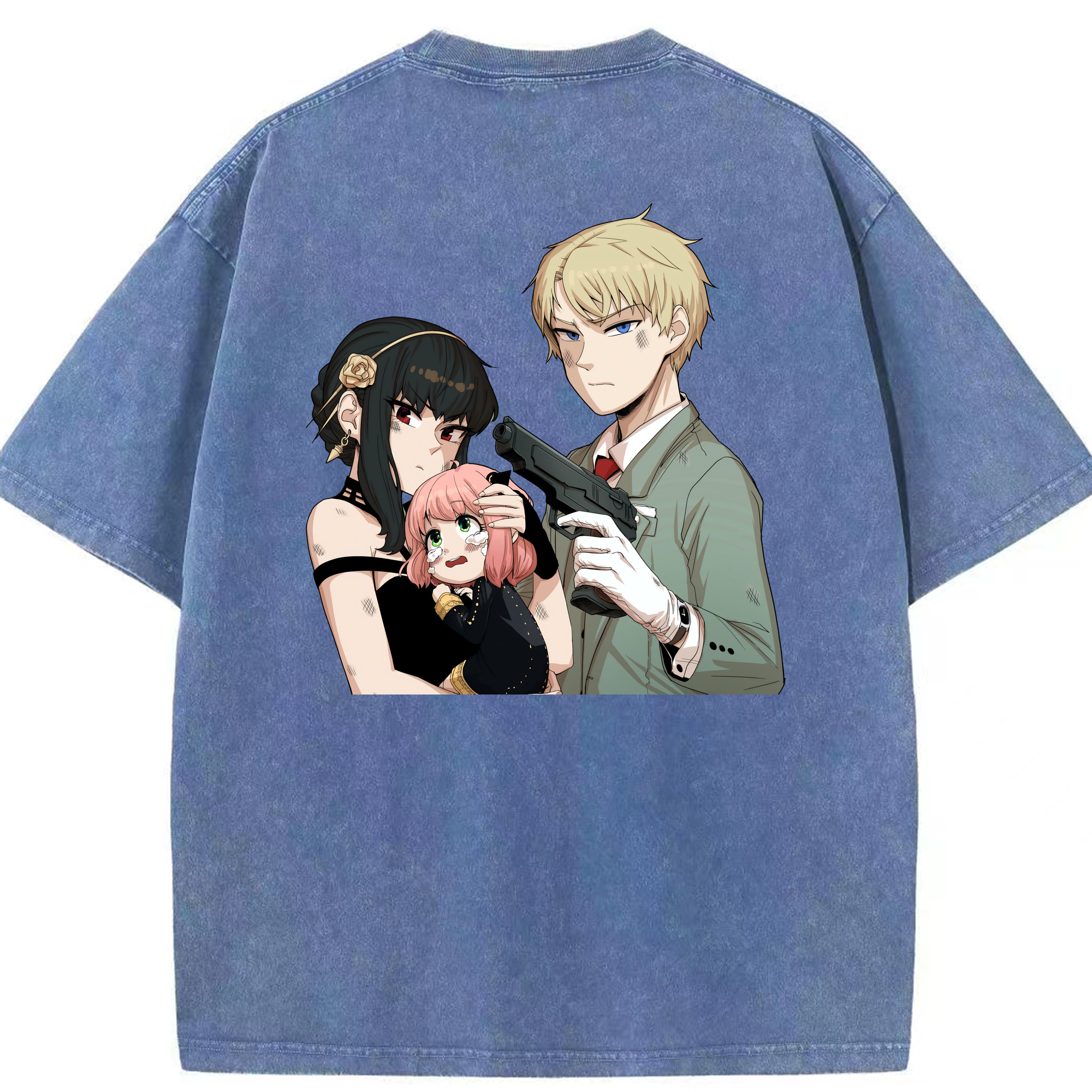 （画像用） SPY×FAMILY间谍家家酒 綿100% ヴィンテージ風 半袖Tシャツ（背面プリント）