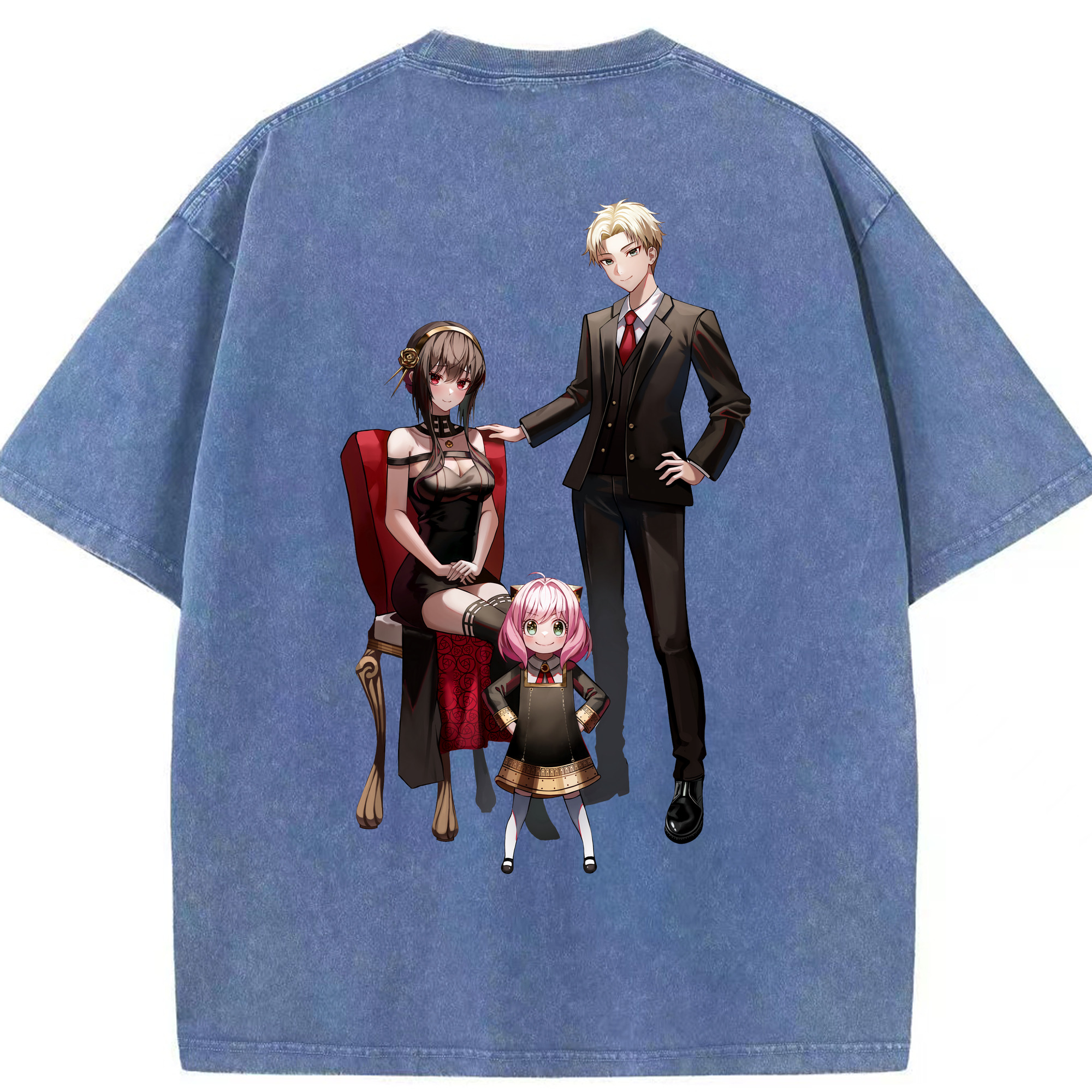 （画像用） SPY×FAMILY间谍家家酒 綿100% ヴィンテージ風 半袖Tシャツ（背面プリント）