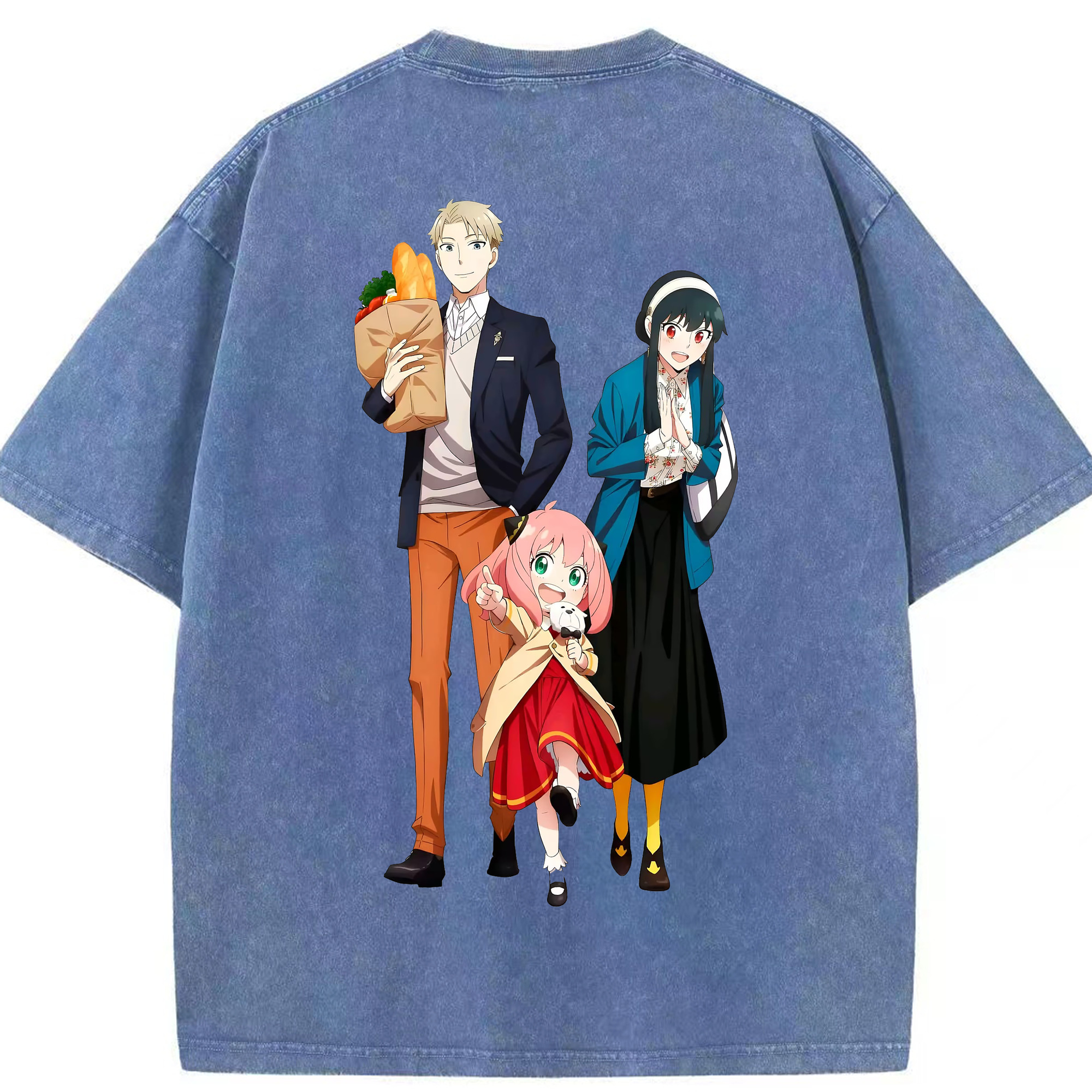 （画像用） SPY×FAMILY间谍家家酒 綿100% ヴィンテージ風 半袖Tシャツ（背面プリント）