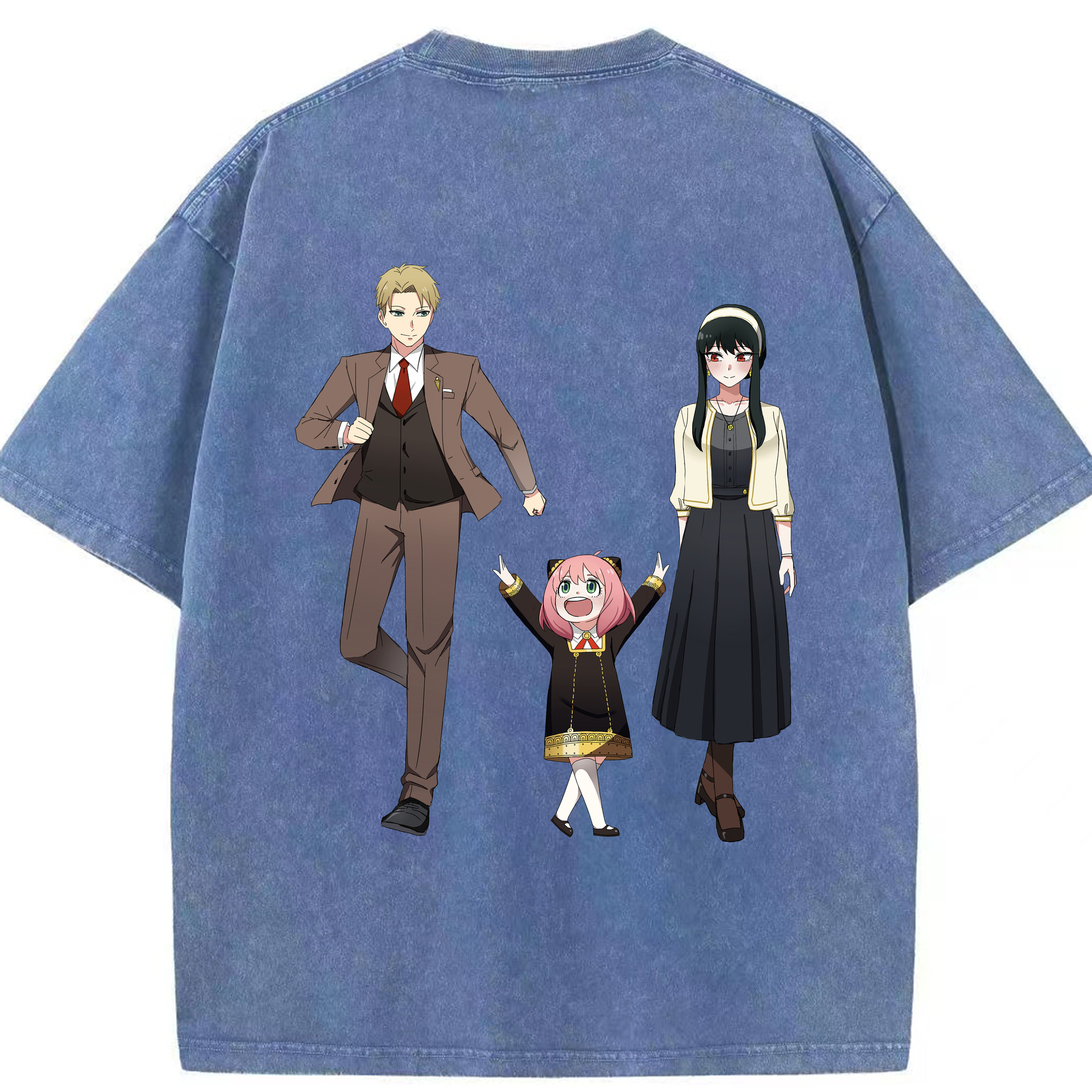 （画像用） SPY×FAMILY间谍家家酒 綿100% ヴィンテージ風 半袖Tシャツ（背面プリント）