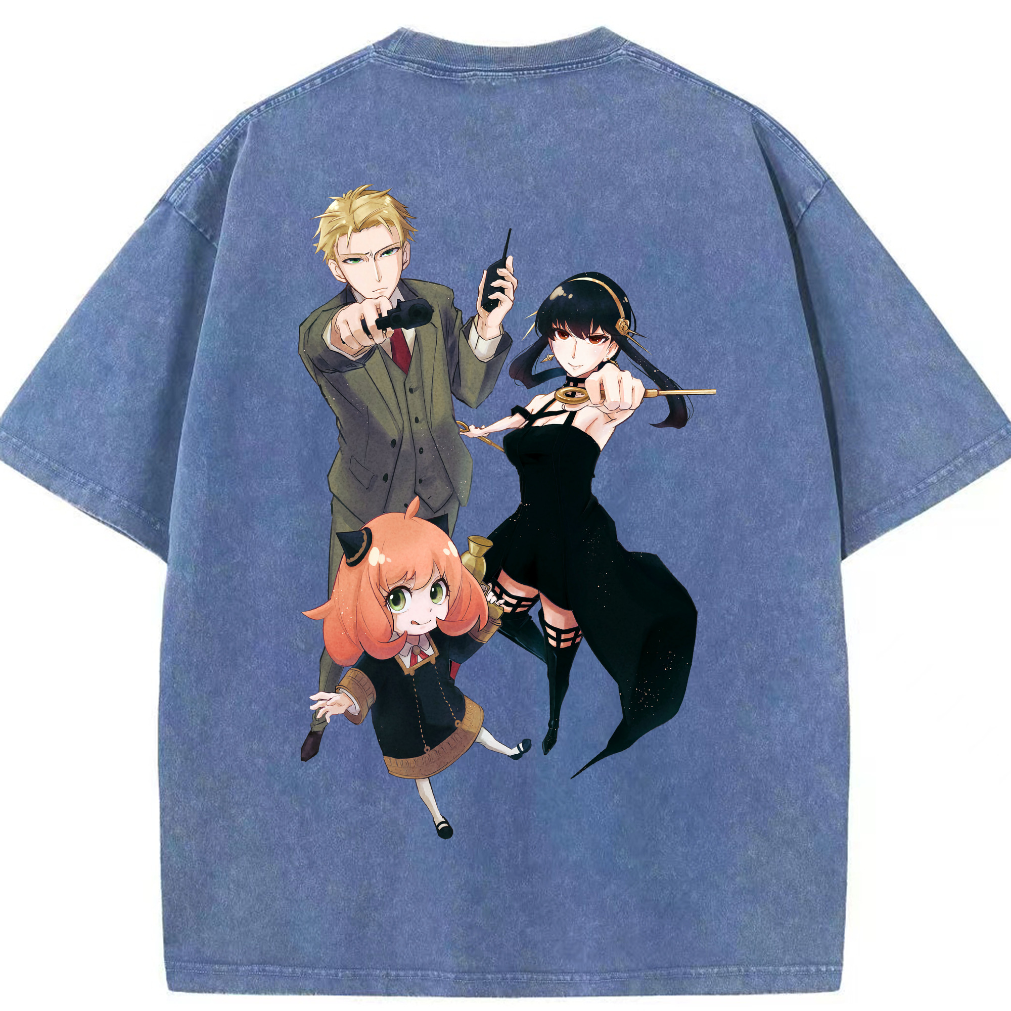 （画像用） SPY×FAMILY间谍家家酒 綿100% ヴィンテージ風 半袖Tシャツ（背面プリント）