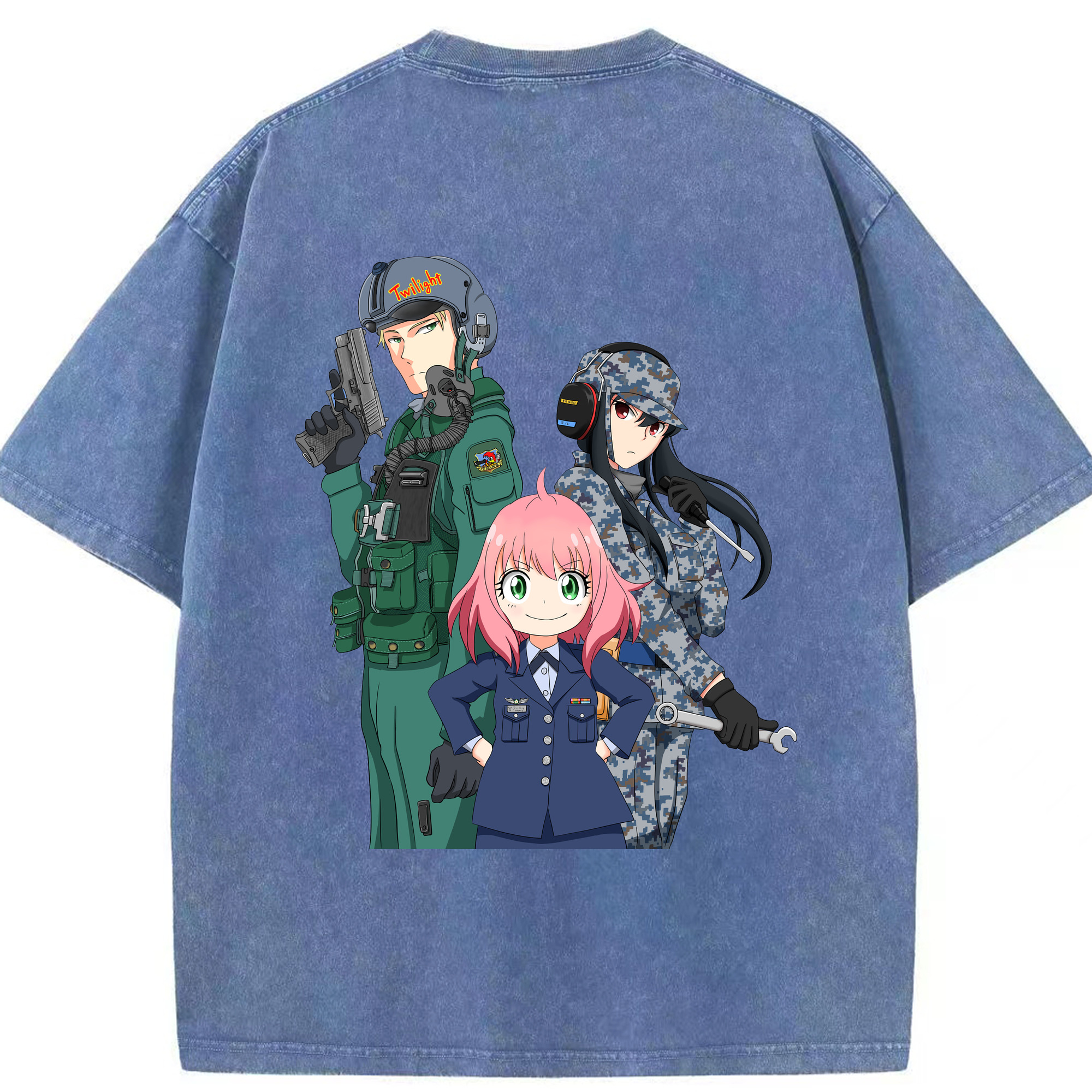 （画像用） SPY×FAMILY间谍家家酒 綿100% ヴィンテージ風 半袖Tシャツ（背面プリント）