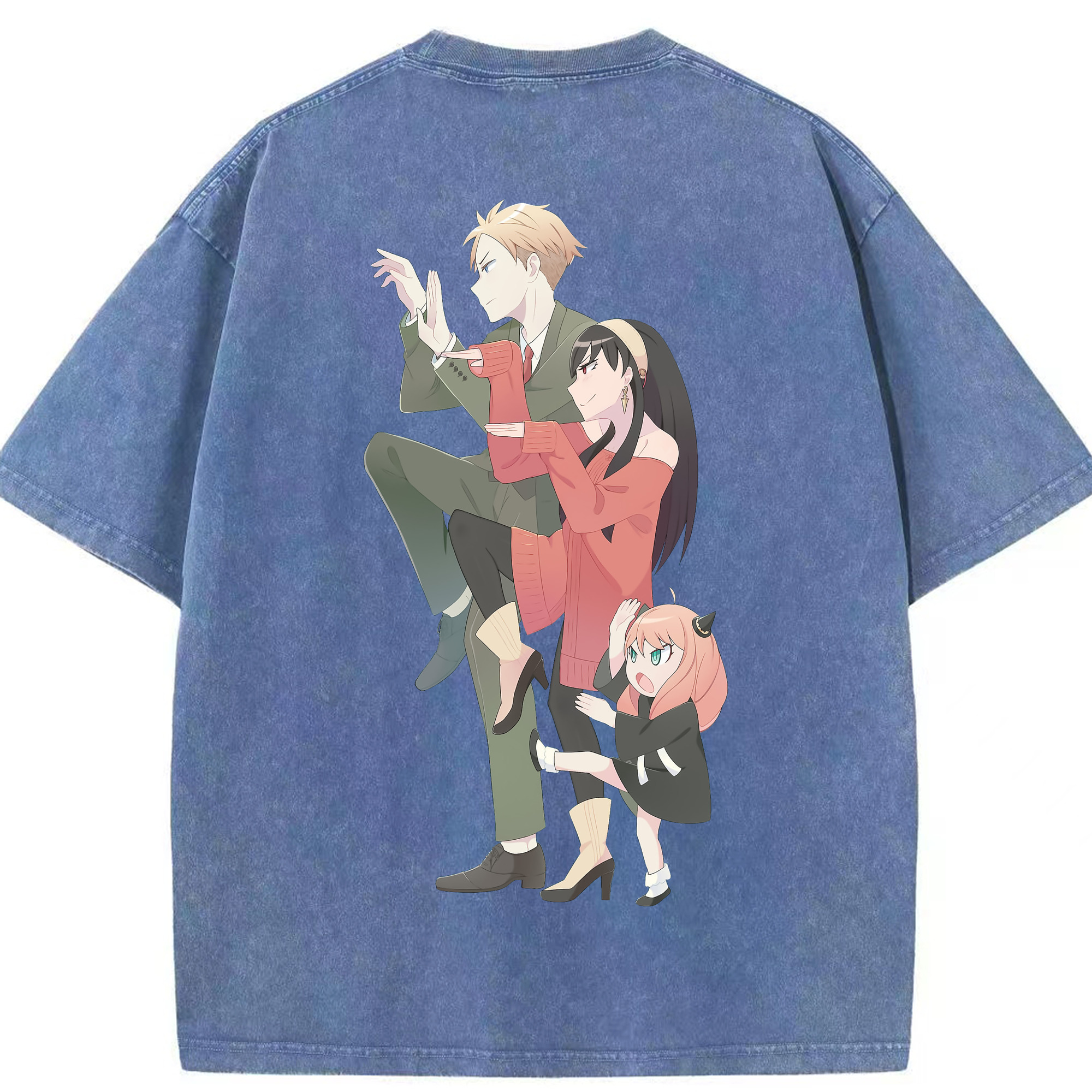 （画像用） SPY×FAMILY间谍家家酒 綿100% ヴィンテージ風 半袖Tシャツ（背面プリント）
