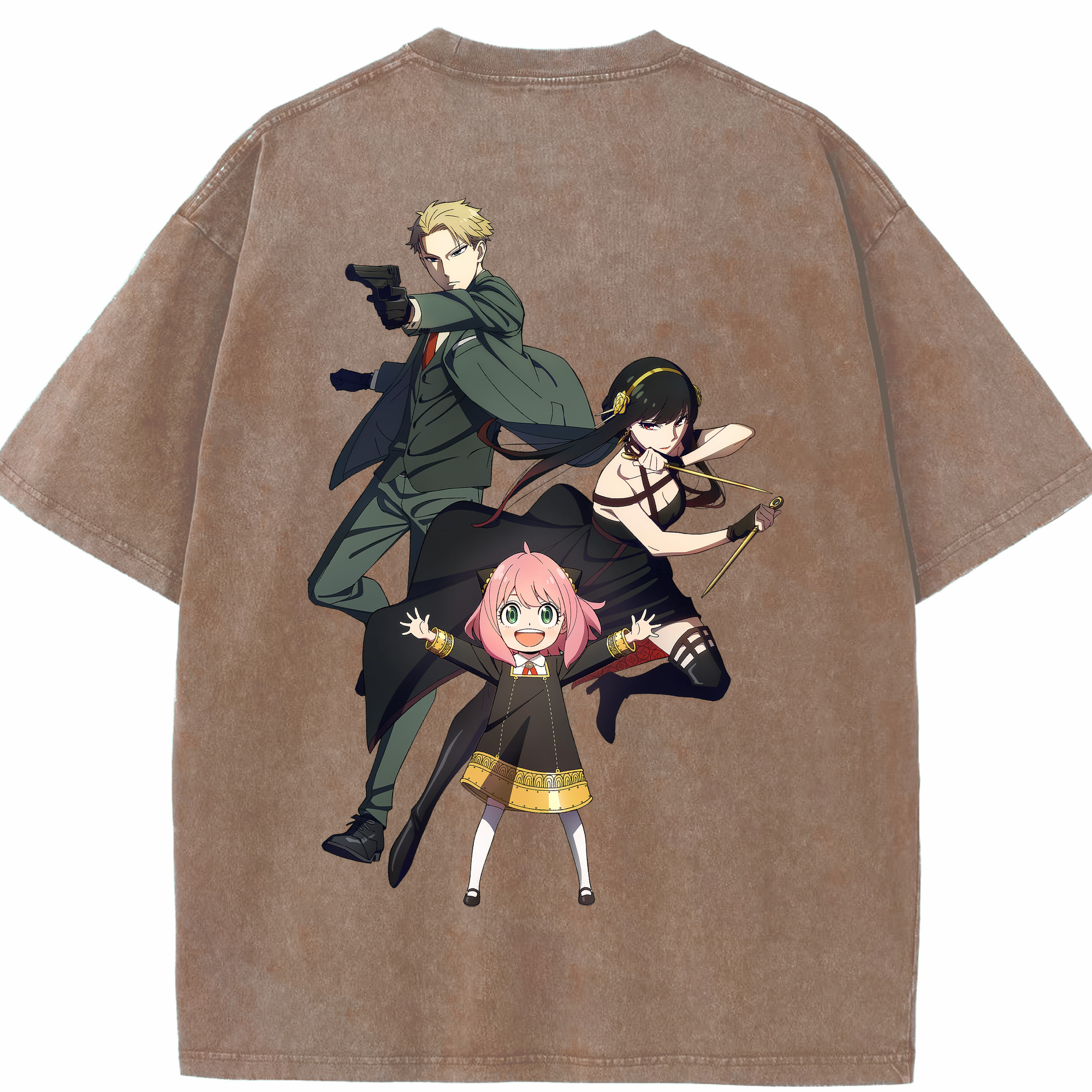 （画像用） SPY×FAMILY间谍家家酒 綿100% ヴィンテージ風 半袖Tシャツ（背面プリント）