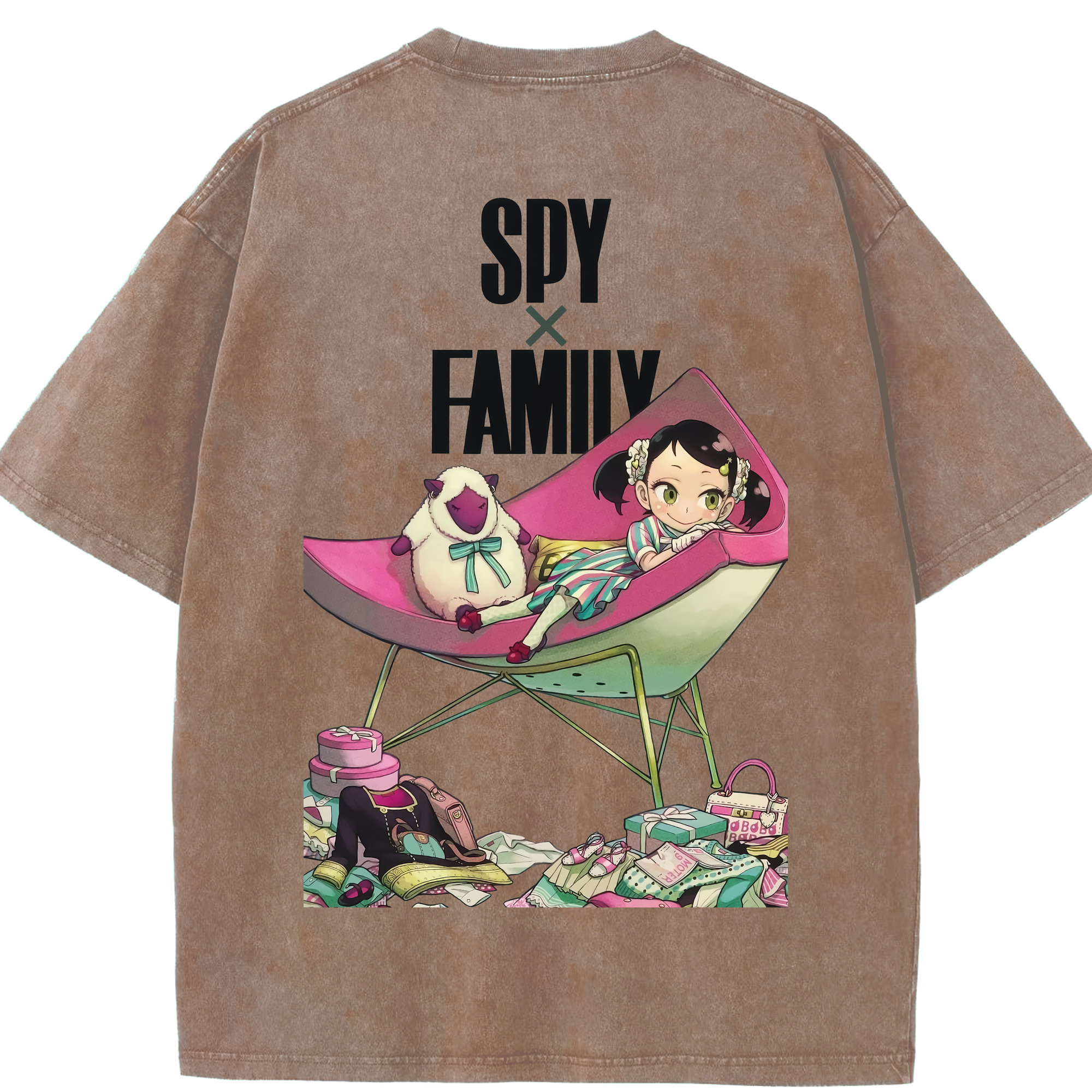 （画像用） SPY×FAMILY间谍家家酒 綿100% ヴィンテージ風 半袖Tシャツ（背面プリント）