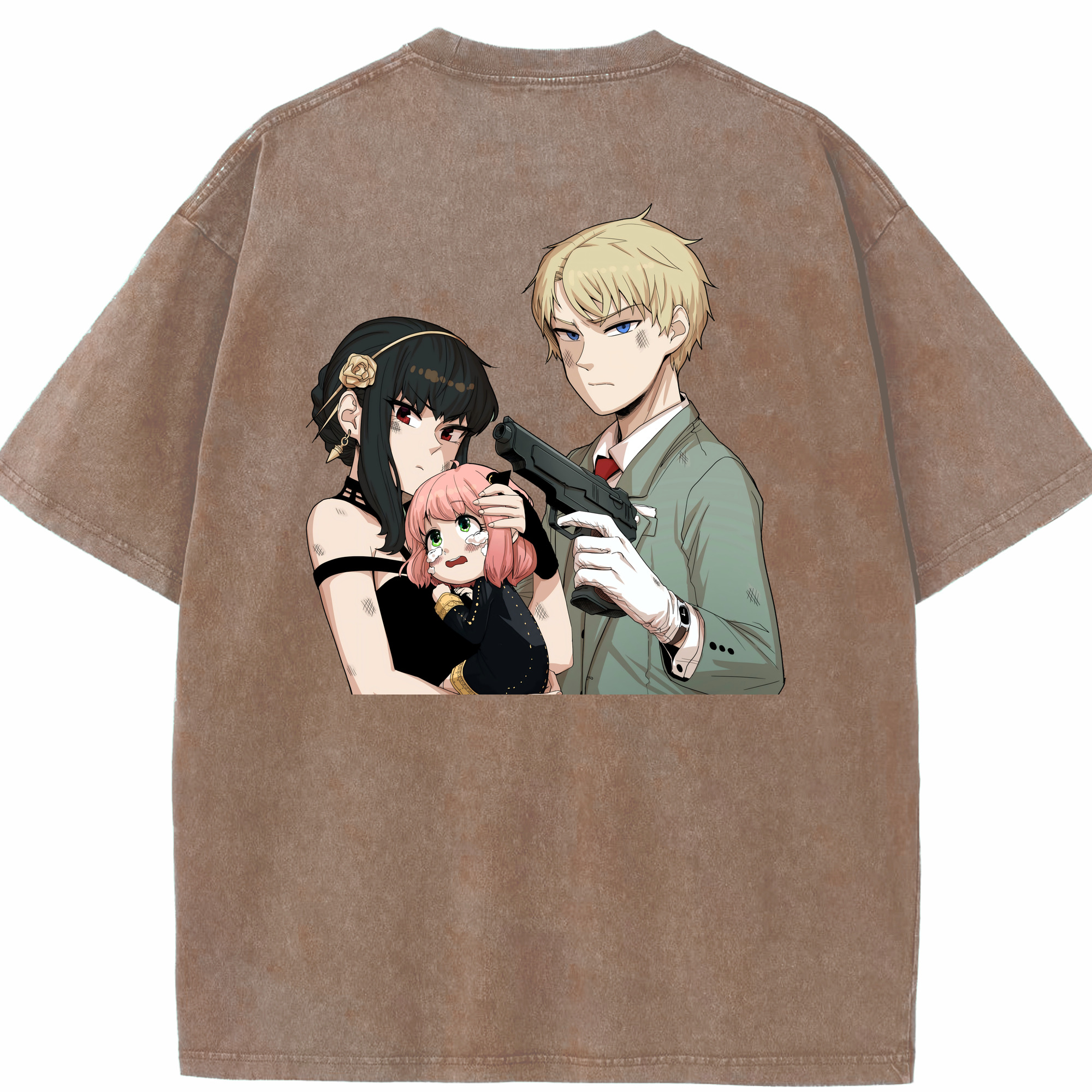 （画像用） SPY×FAMILY间谍家家酒 綿100% ヴィンテージ風 半袖Tシャツ（背面プリント）