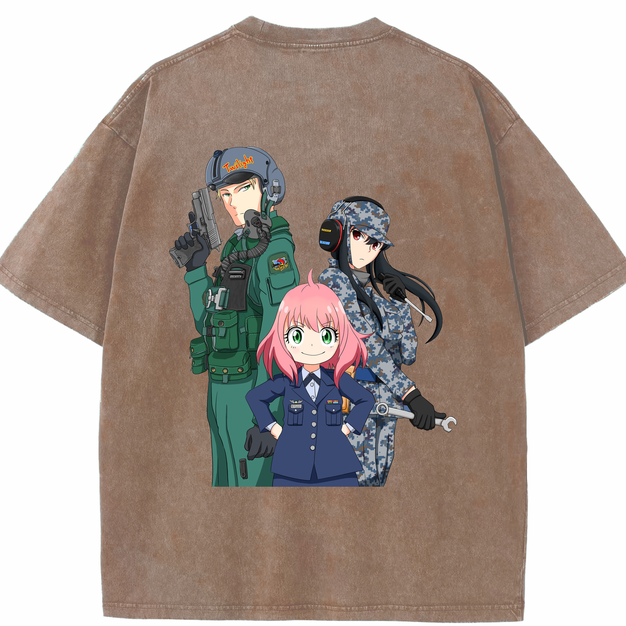 （画像用） SPY×FAMILY间谍家家酒 綿100% ヴィンテージ風 半袖Tシャツ（背面プリント）