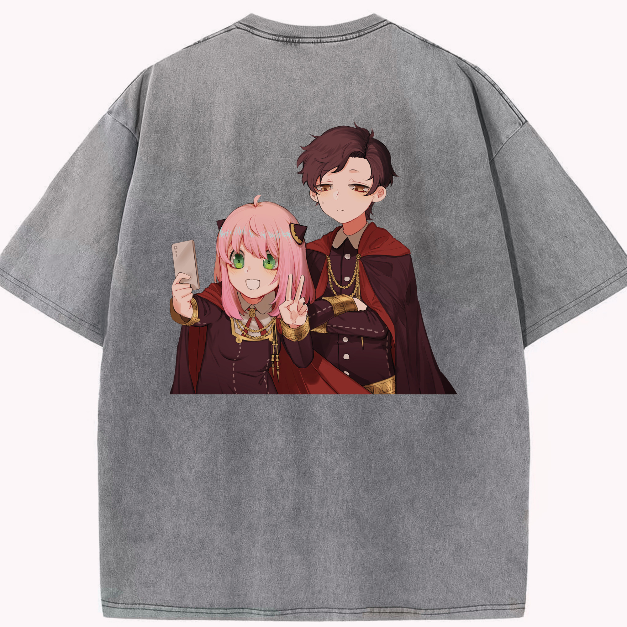 （画像用） SPY×FAMILY间谍家家酒 綿100% ヴィンテージ風 半袖Tシャツ（背面プリント）