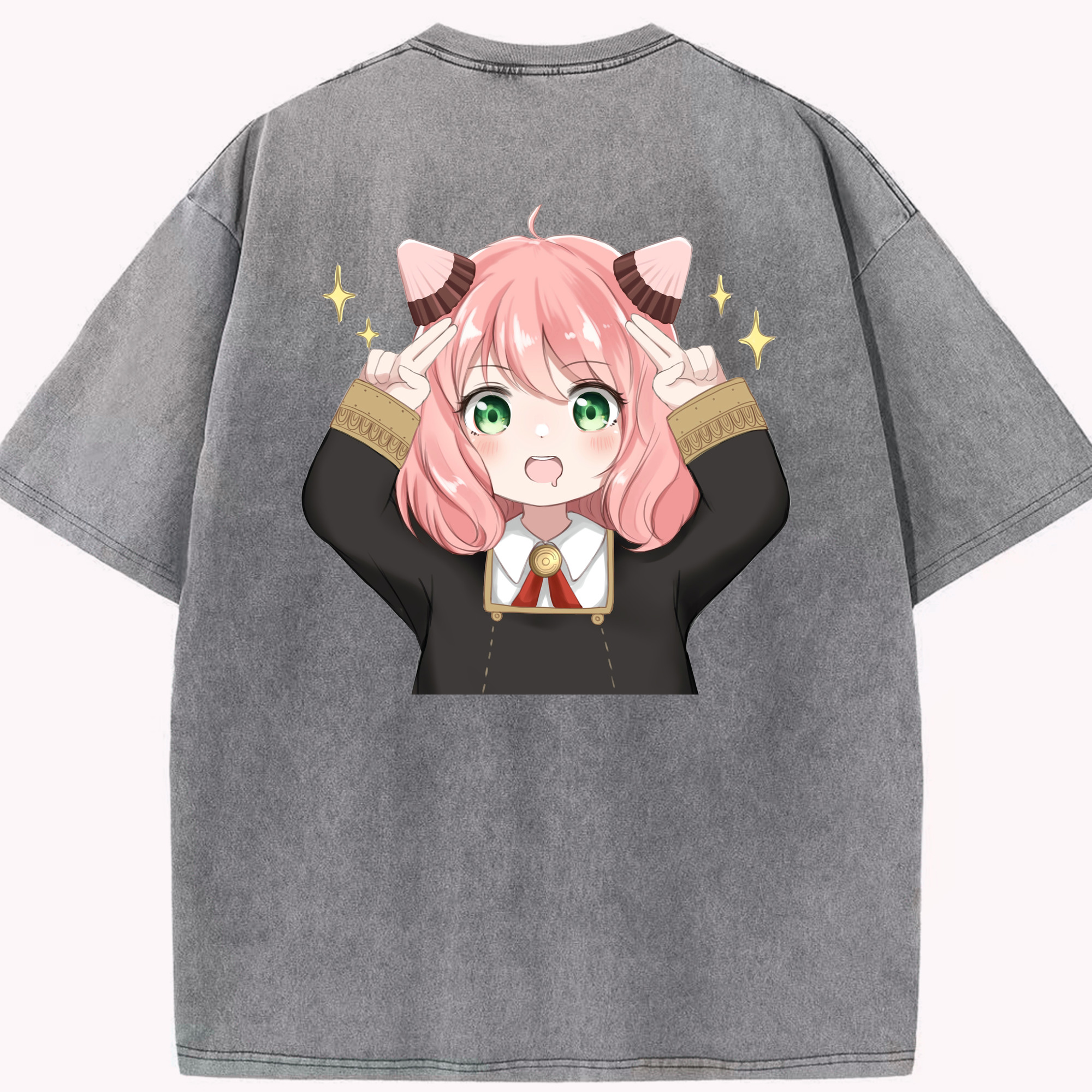 （画像用） SPY×FAMILY间谍家家酒 綿100% ヴィンテージ風 半袖Tシャツ（背面プリント）