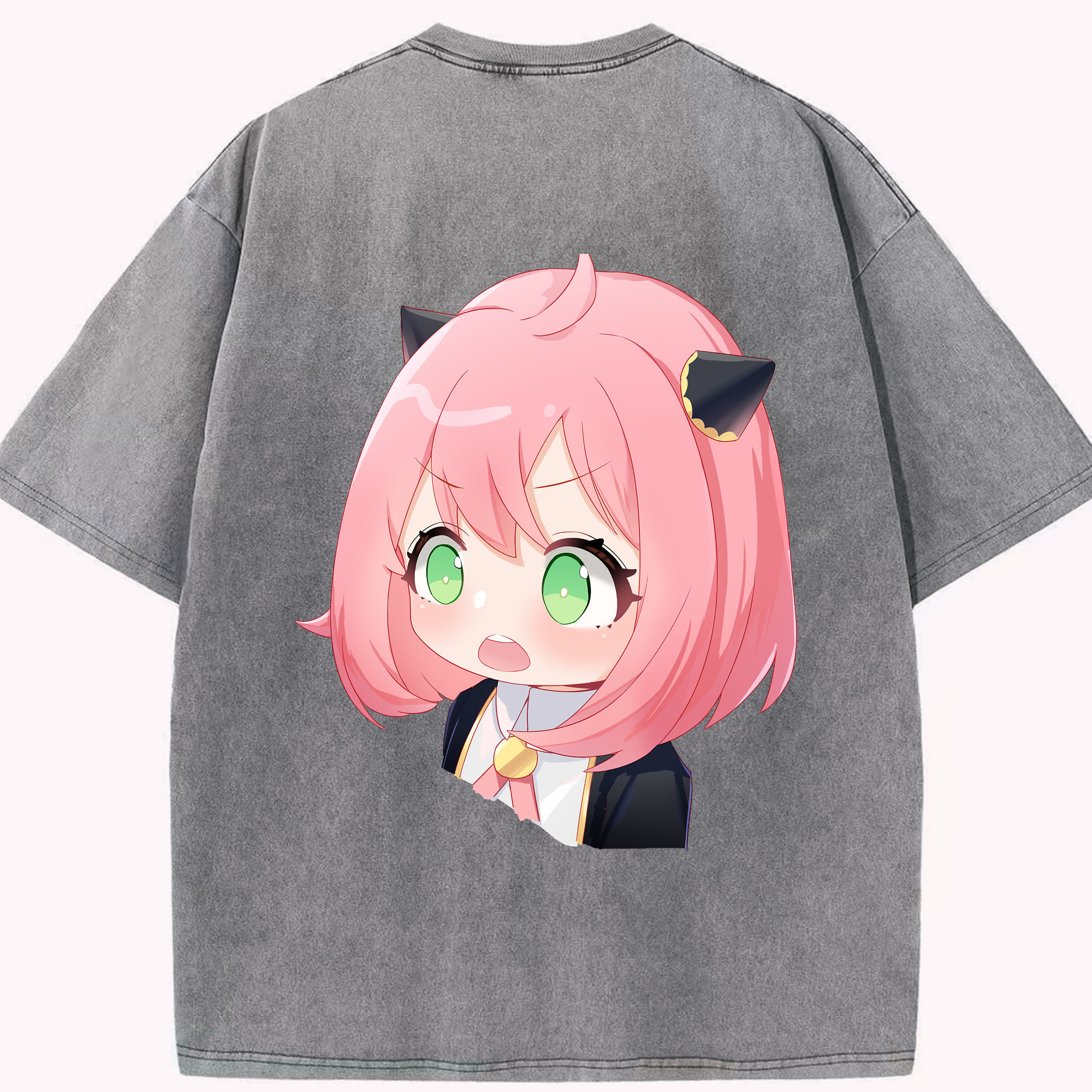 （画像用） SPY×FAMILY间谍家家酒 綿100% ヴィンテージ風 半袖Tシャツ（背面プリント）