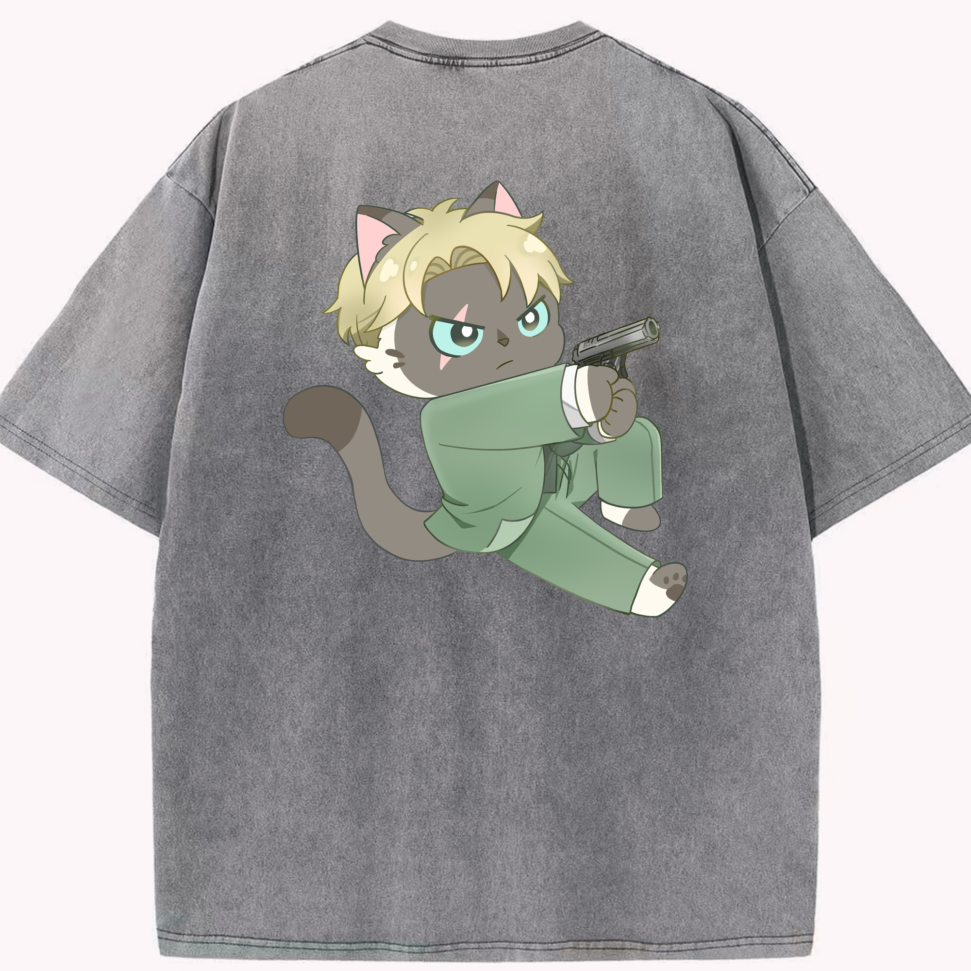（画像用） SPY×FAMILY间谍家家酒 綿100% ヴィンテージ風 半袖Tシャツ（背面プリント）