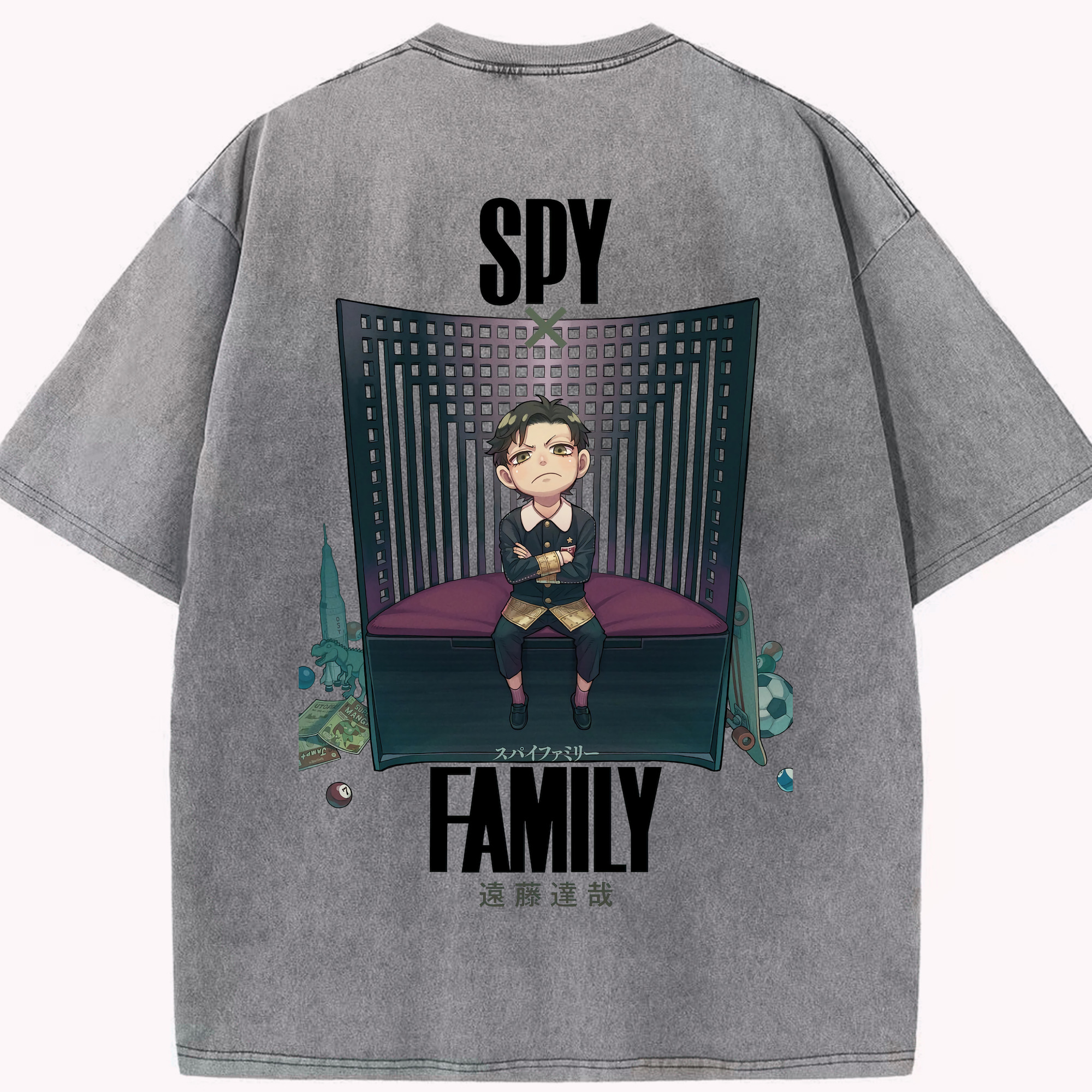 （画像用） SPY×FAMILY间谍家家酒 綿100% ヴィンテージ風 半袖Tシャツ（背面プリント）