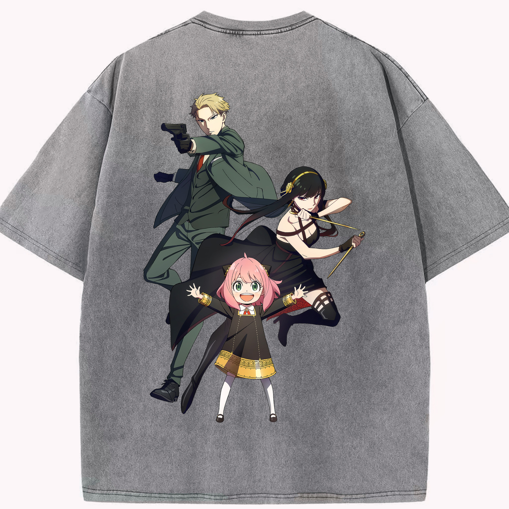 （画像用） SPY×FAMILY间谍家家酒 綿100% ヴィンテージ風 半袖Tシャツ（背面プリント）