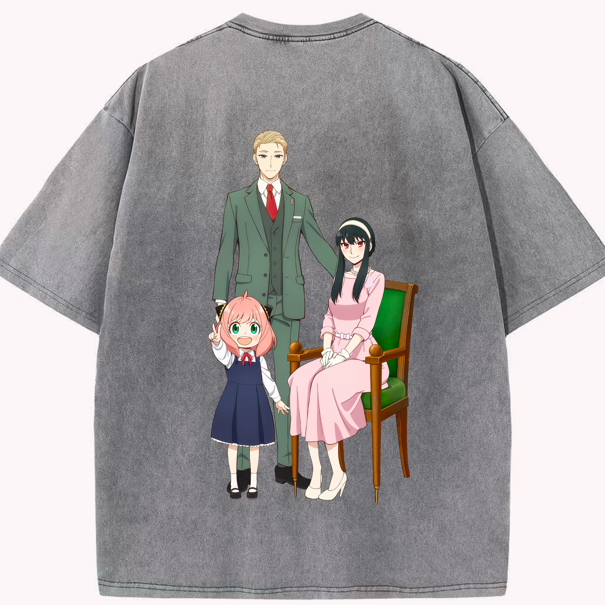 （画像用） SPY×FAMILY间谍家家酒 綿100% ヴィンテージ風 半袖Tシャツ（背面プリント）