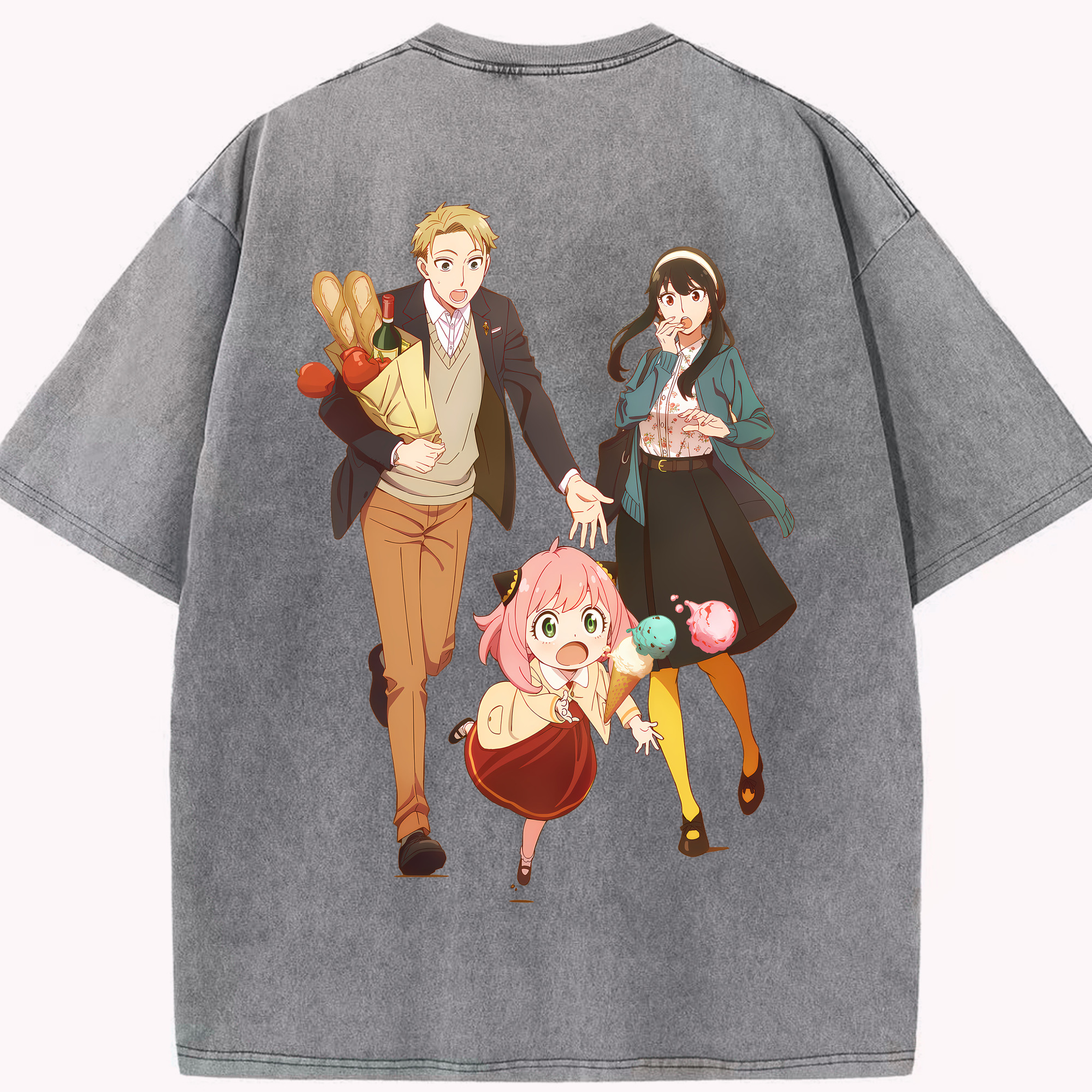 （画像用） SPY×FAMILY间谍家家酒 綿100% ヴィンテージ風 半袖Tシャツ（背面プリント）