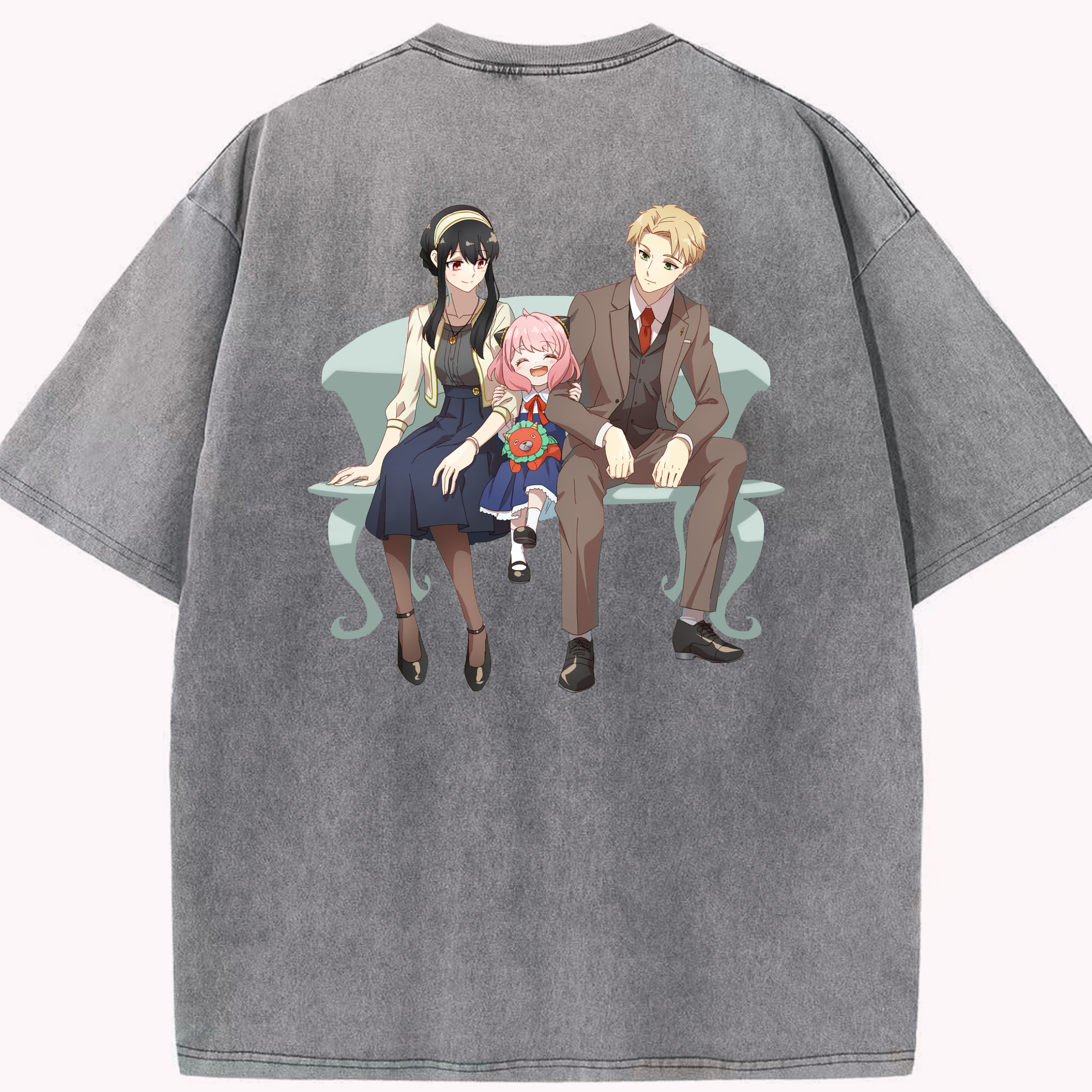 （画像用） SPY×FAMILY间谍家家酒 綿100% ヴィンテージ風 半袖Tシャツ（背面プリント）