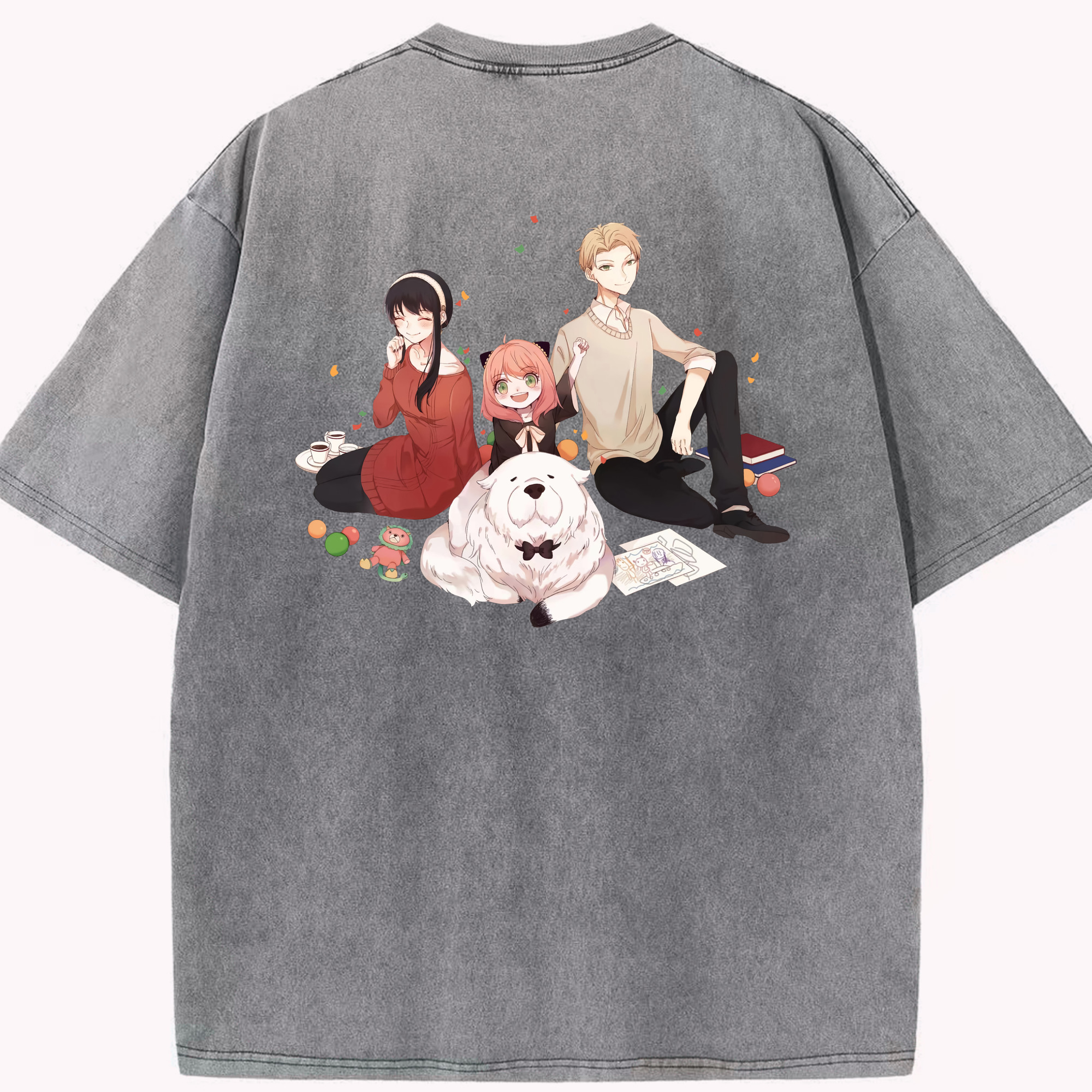 （画像用） SPY×FAMILY间谍家家酒 綿100% ヴィンテージ風 半袖Tシャツ（背面プリント）