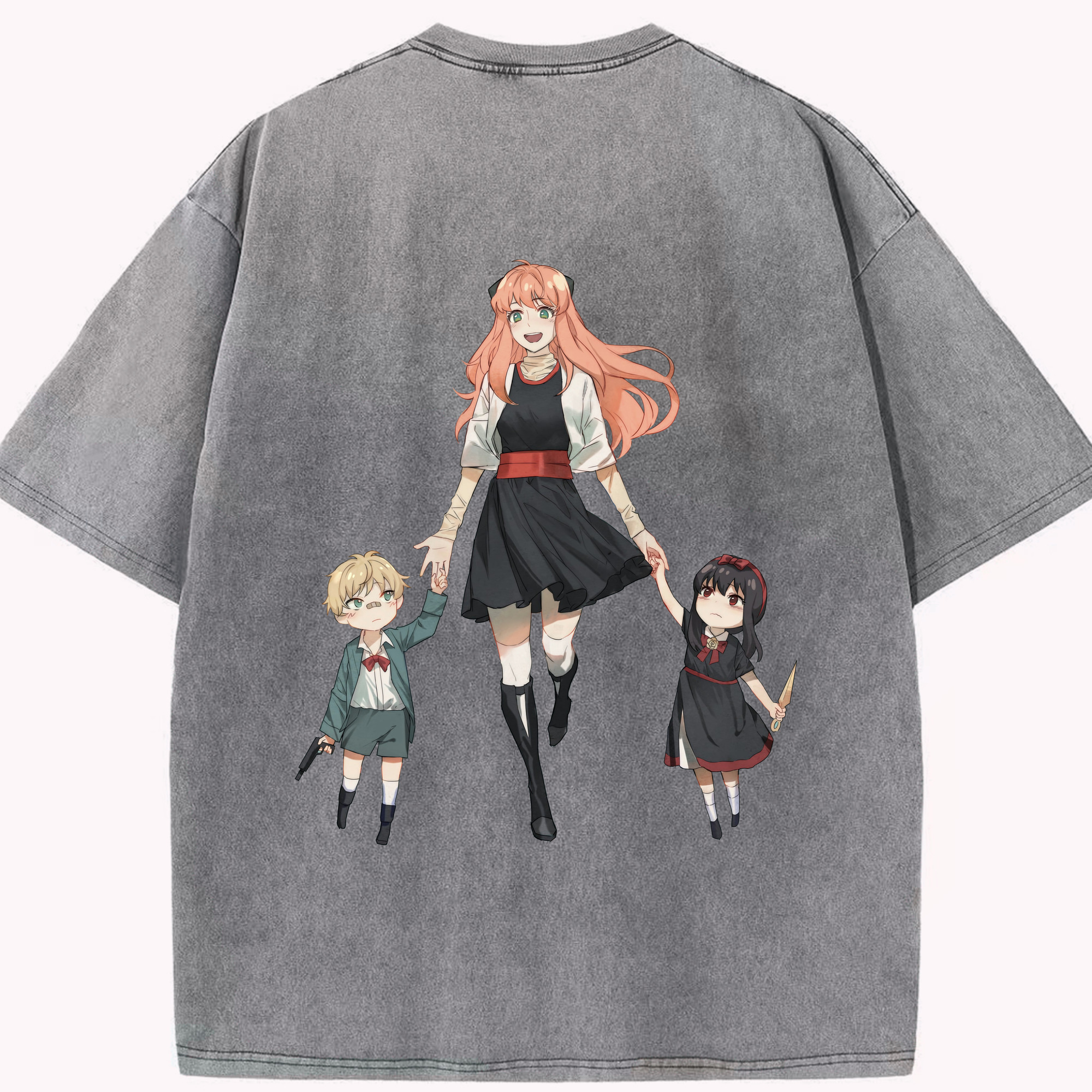 （画像用） SPY×FAMILY间谍家家酒 綿100% ヴィンテージ風 半袖Tシャツ（背面プリント）