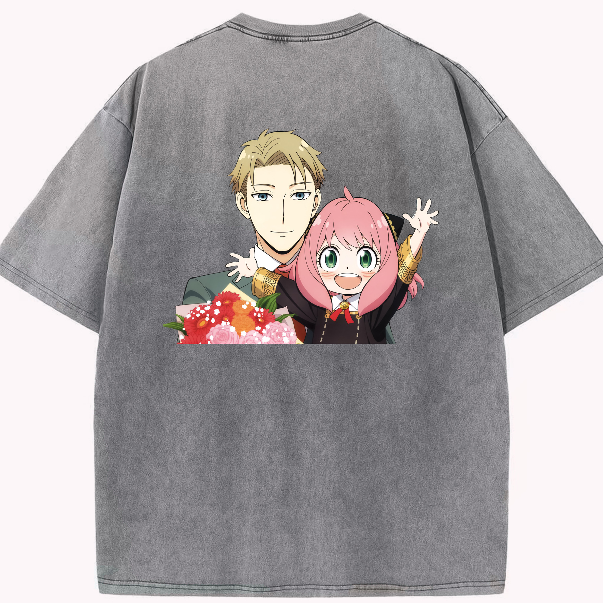 （画像用） SPY×FAMILY间谍家家酒 綿100% ヴィンテージ風 半袖Tシャツ（背面プリント）