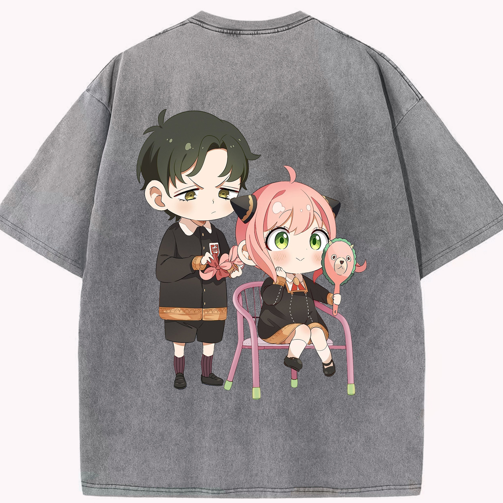 （画像用） SPY×FAMILY间谍家家酒 綿100% ヴィンテージ風 半袖Tシャツ（背面プリント）