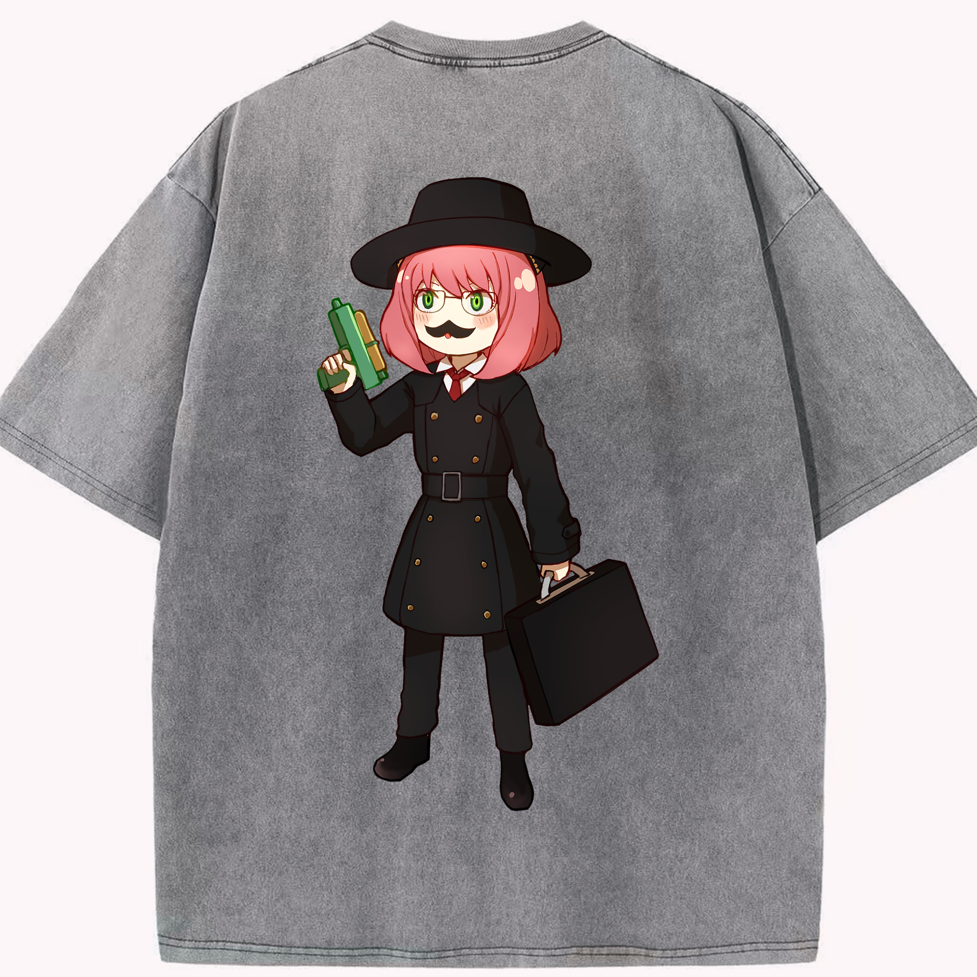 （画像用） SPY×FAMILY间谍家家酒 綿100% ヴィンテージ風 半袖Tシャツ（背面プリント）