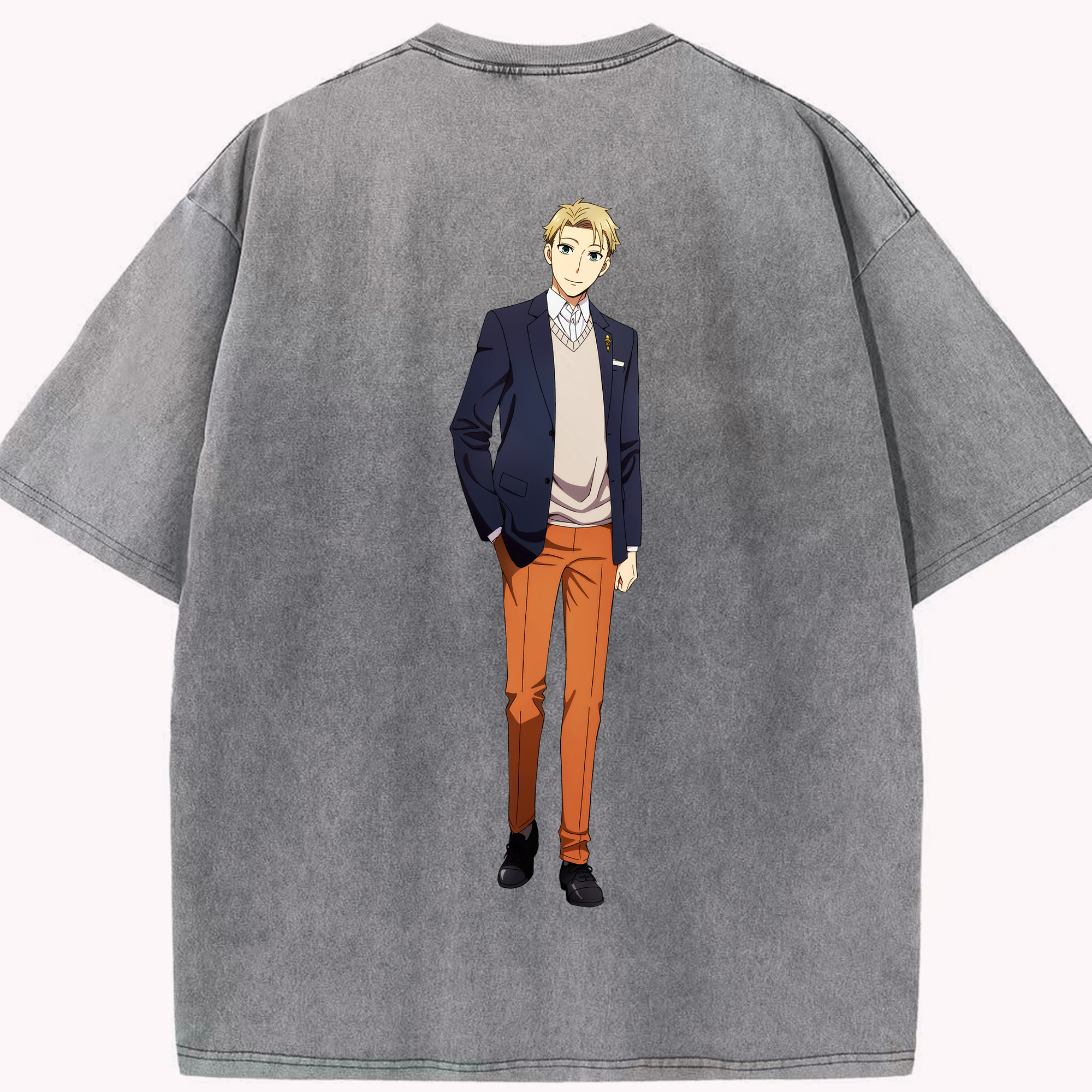 （画像用） SPY×FAMILY间谍家家酒 綿100% ヴィンテージ風 半袖Tシャツ（背面プリント）