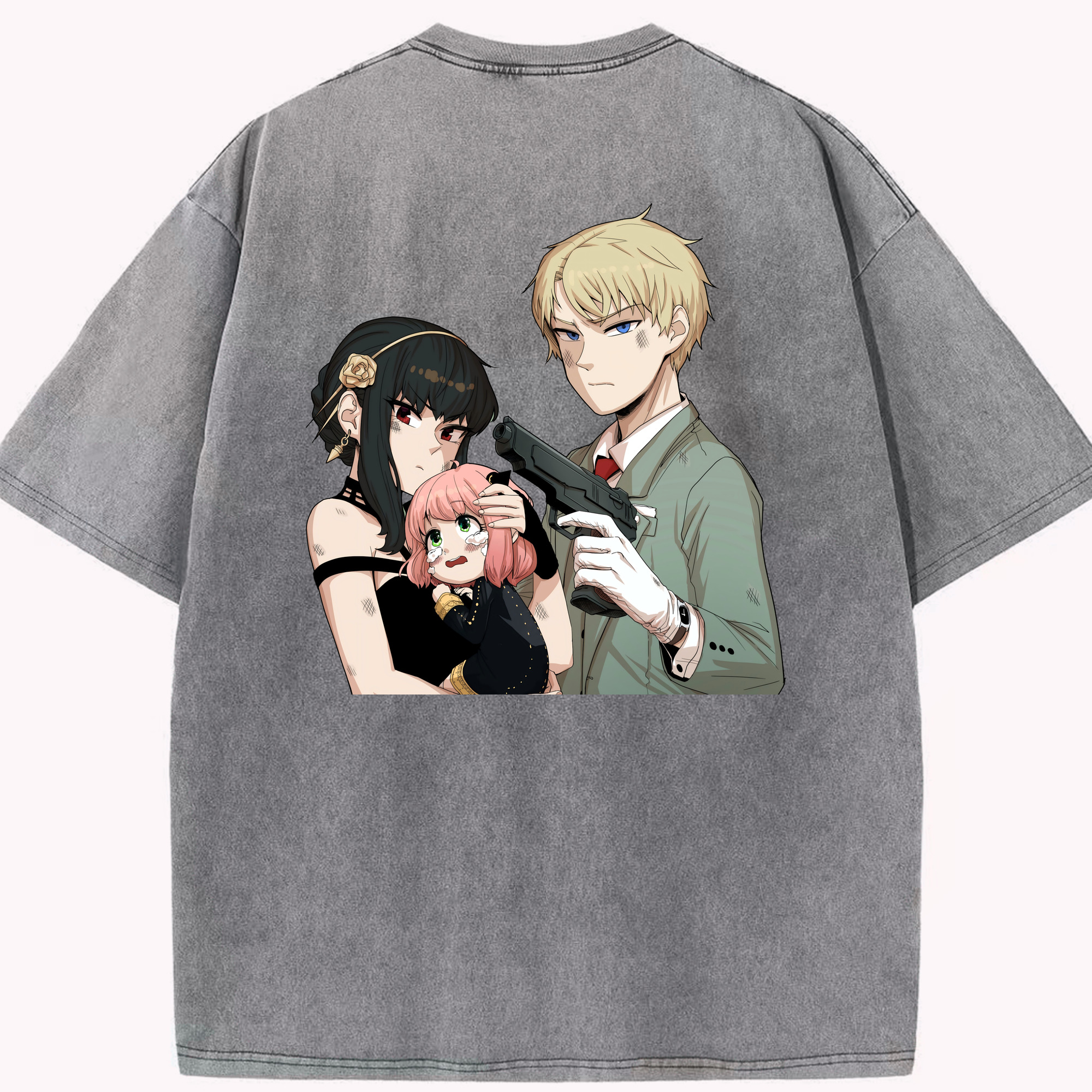 （画像用） SPY×FAMILY间谍家家酒 綿100% ヴィンテージ風 半袖Tシャツ（背面プリント）