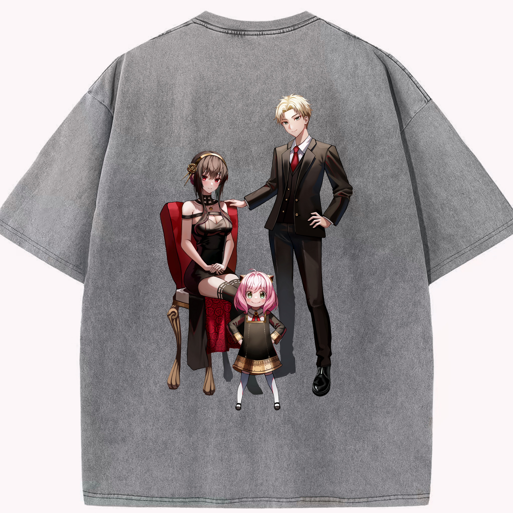 （画像用） SPY×FAMILY间谍家家酒 綿100% ヴィンテージ風 半袖Tシャツ（背面プリント）