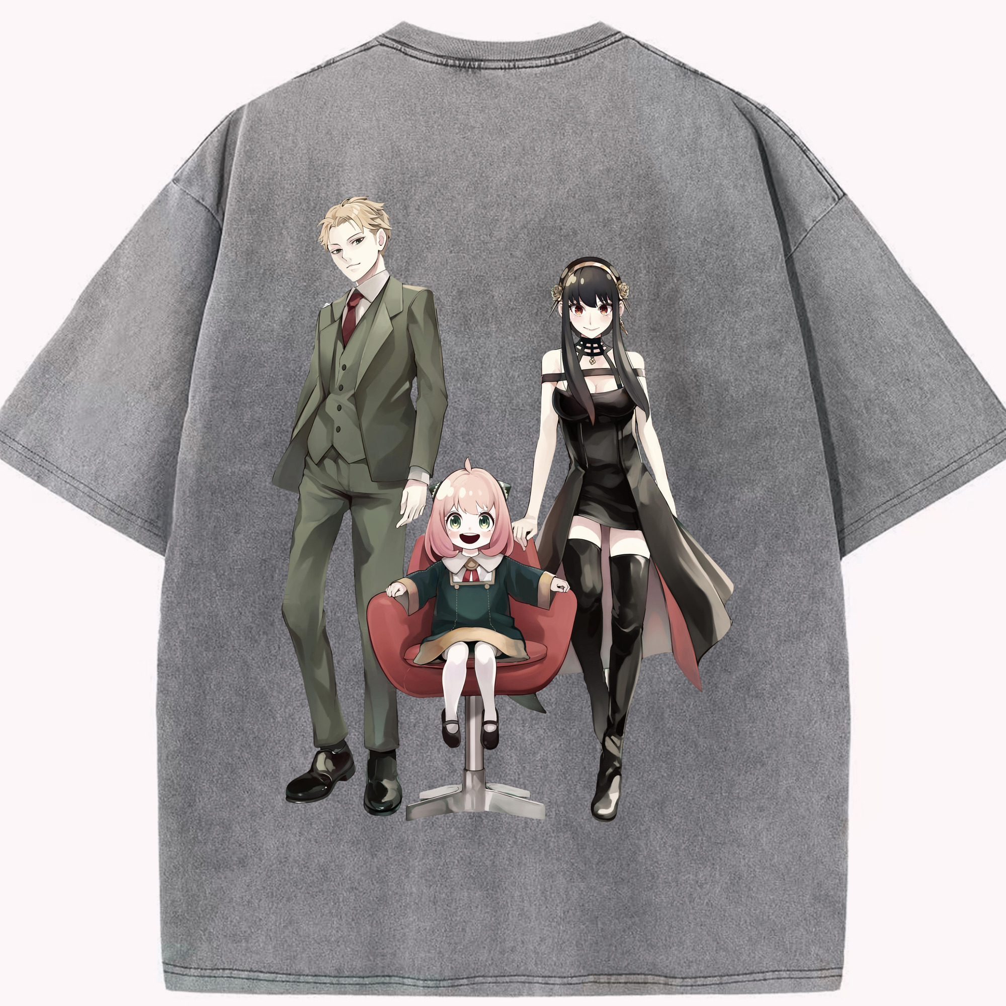 （画像用） SPY×FAMILY间谍家家酒 綿100% ヴィンテージ風 半袖Tシャツ（背面プリント）