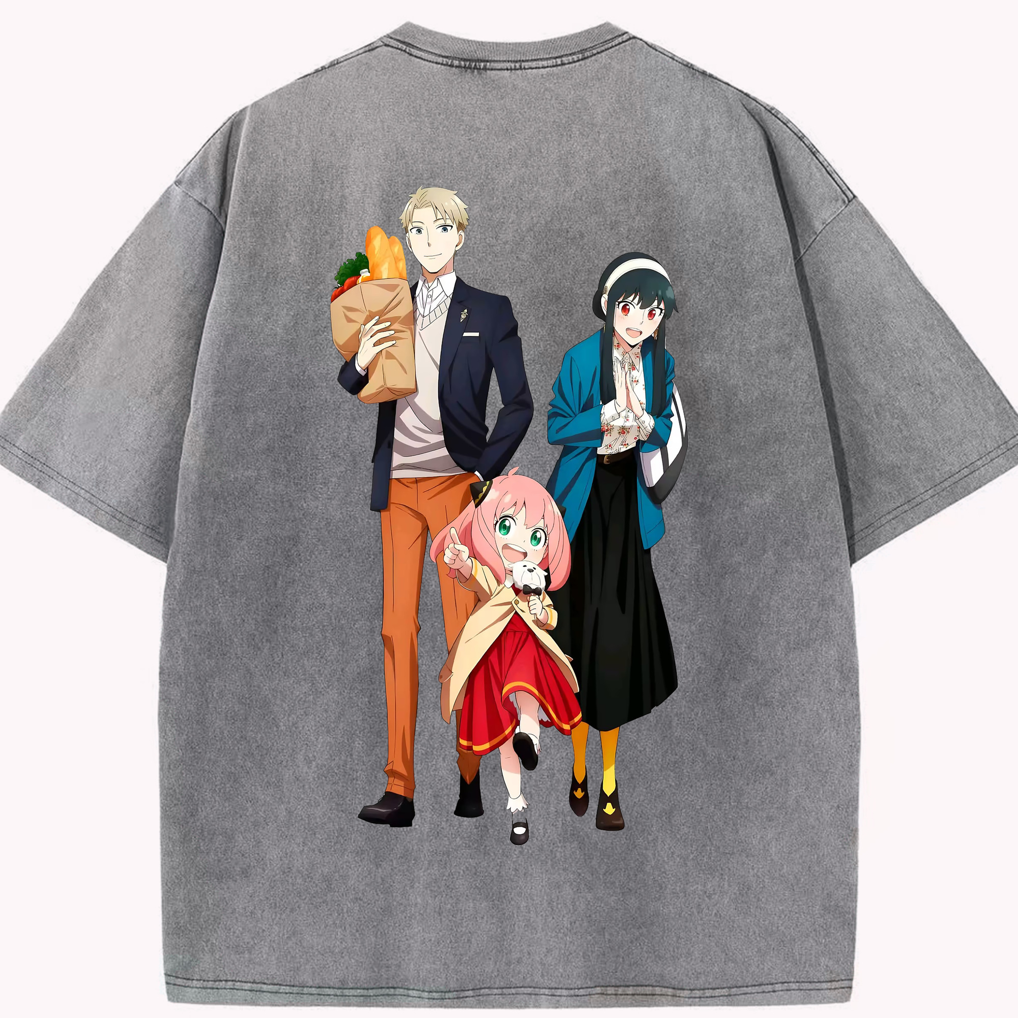 （画像用） SPY×FAMILY间谍家家酒 綿100% ヴィンテージ風 半袖Tシャツ（背面プリント）