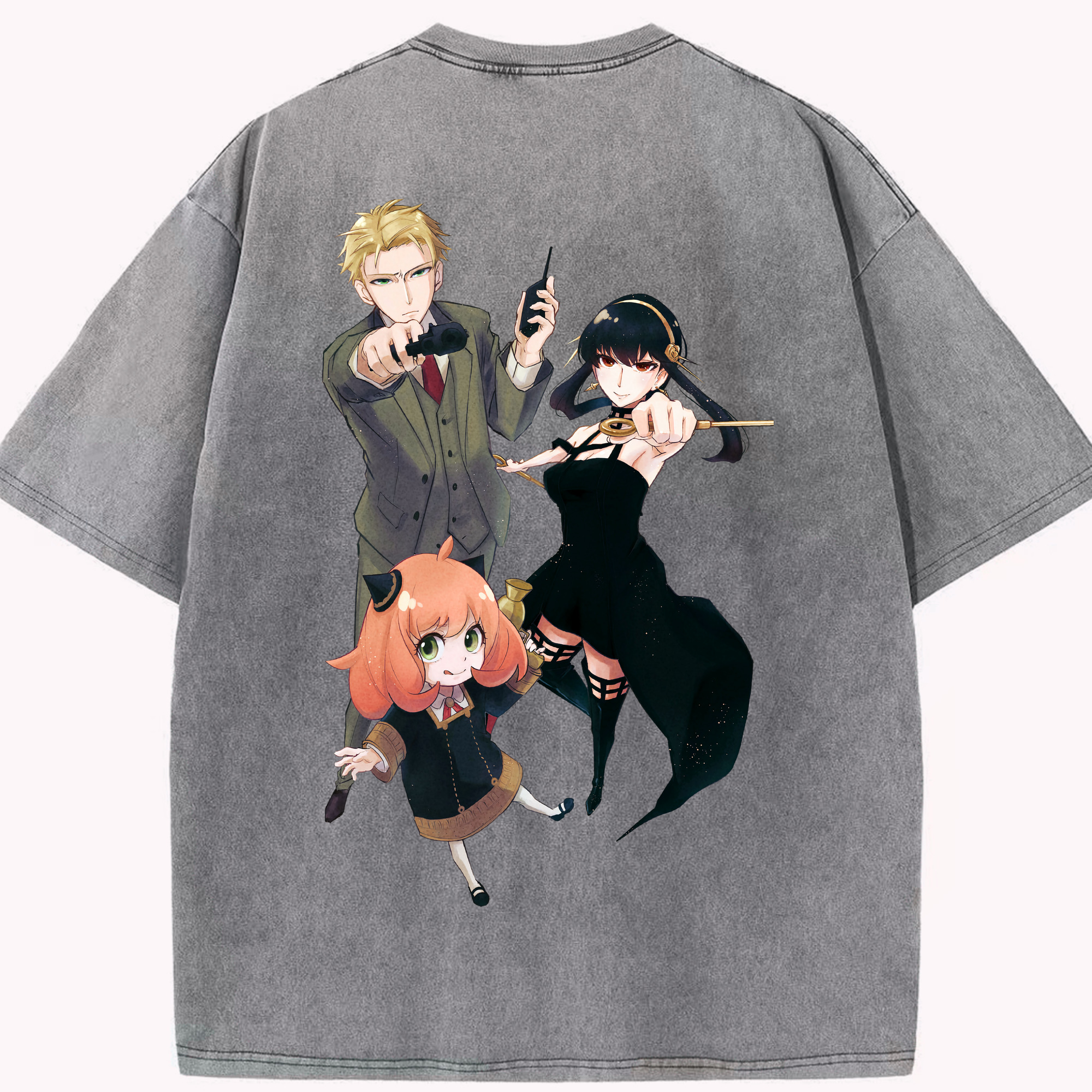 （画像用） SPY×FAMILY间谍家家酒 綿100% ヴィンテージ風 半袖Tシャツ（背面プリント）