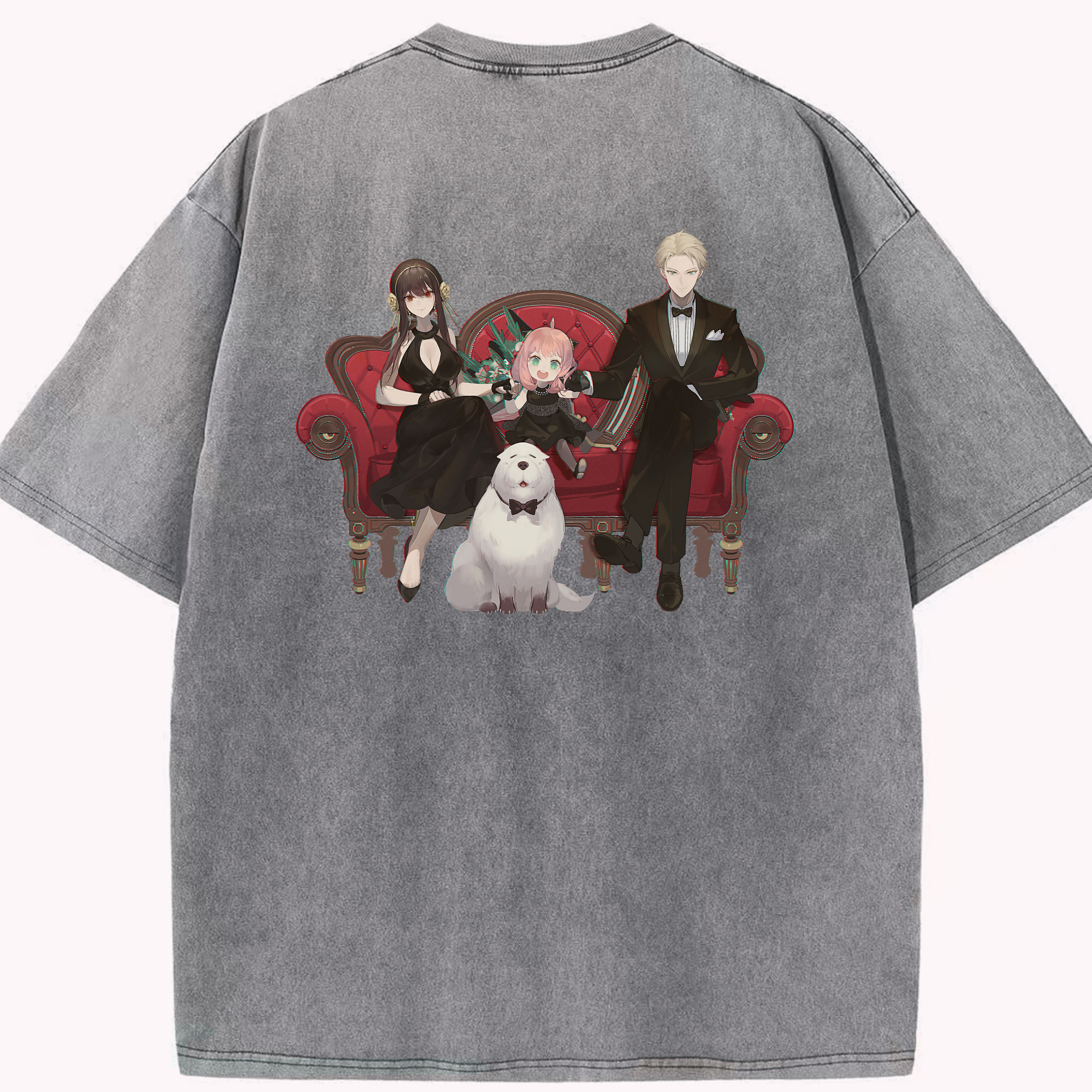 （画像用） SPY×FAMILY间谍家家酒 綿100% ヴィンテージ風 半袖Tシャツ（背面プリント）