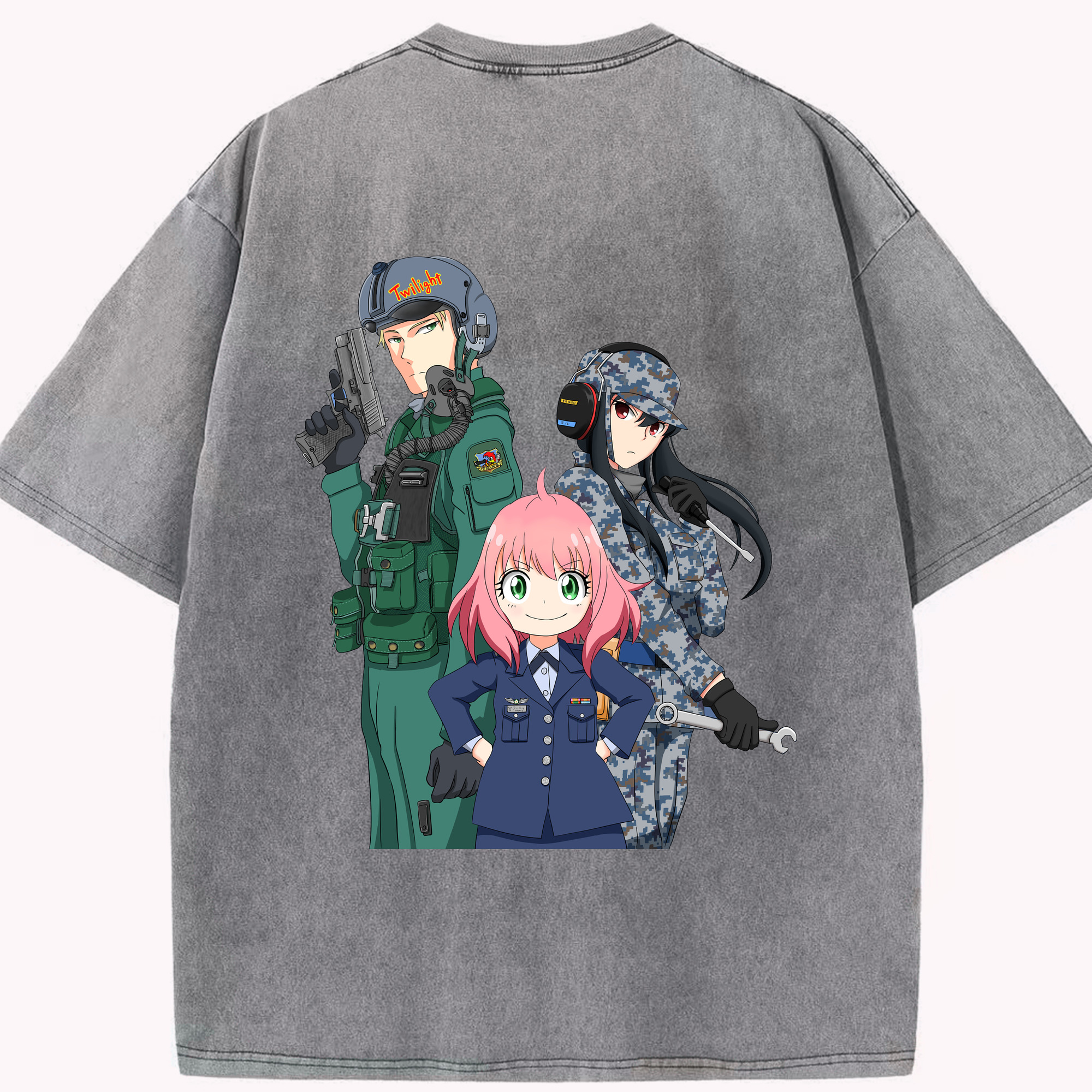 （画像用） SPY×FAMILY间谍家家酒 綿100% ヴィンテージ風 半袖Tシャツ（背面プリント）