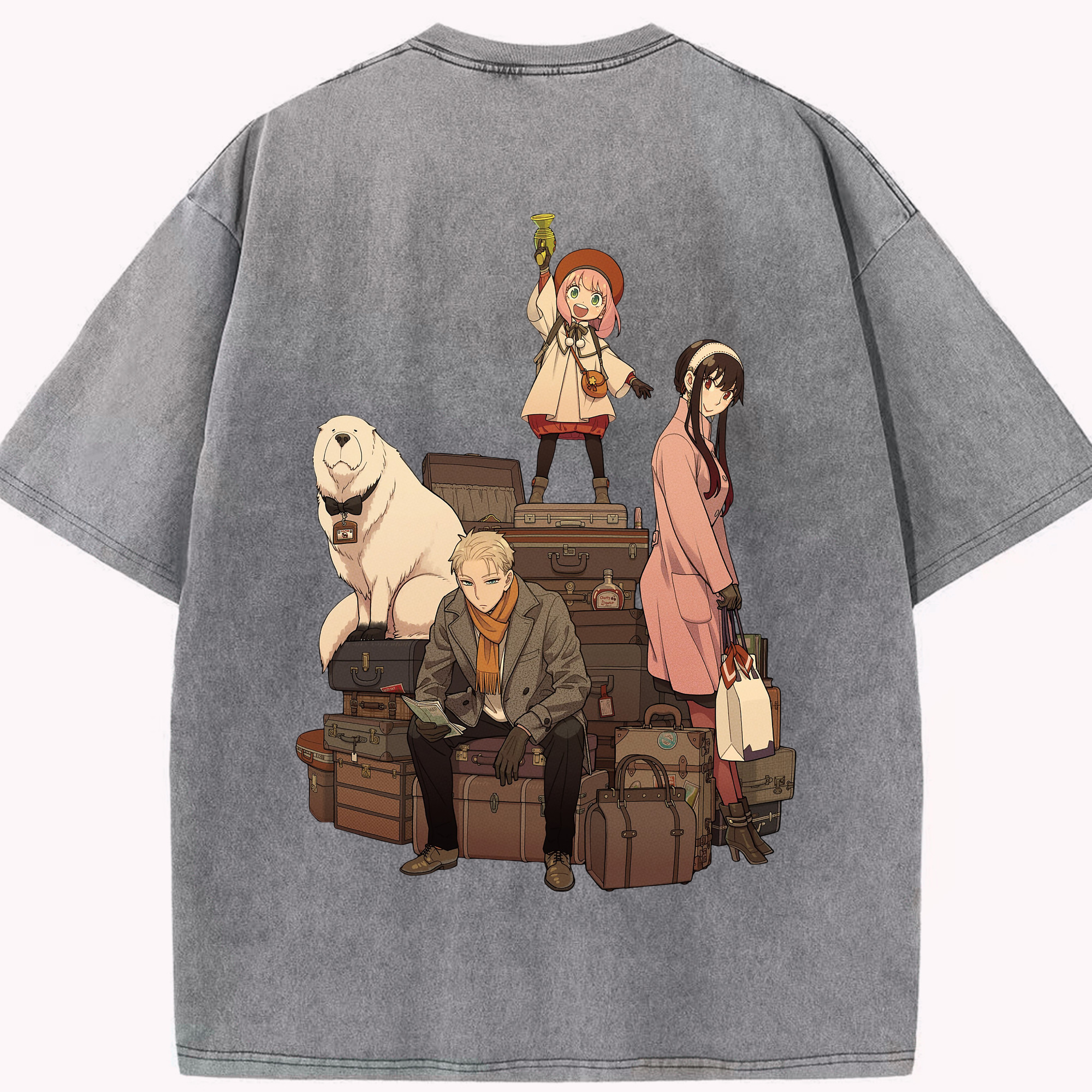（画像用） SPY×FAMILY间谍家家酒 綿100% ヴィンテージ風 半袖Tシャツ（背面プリント）
