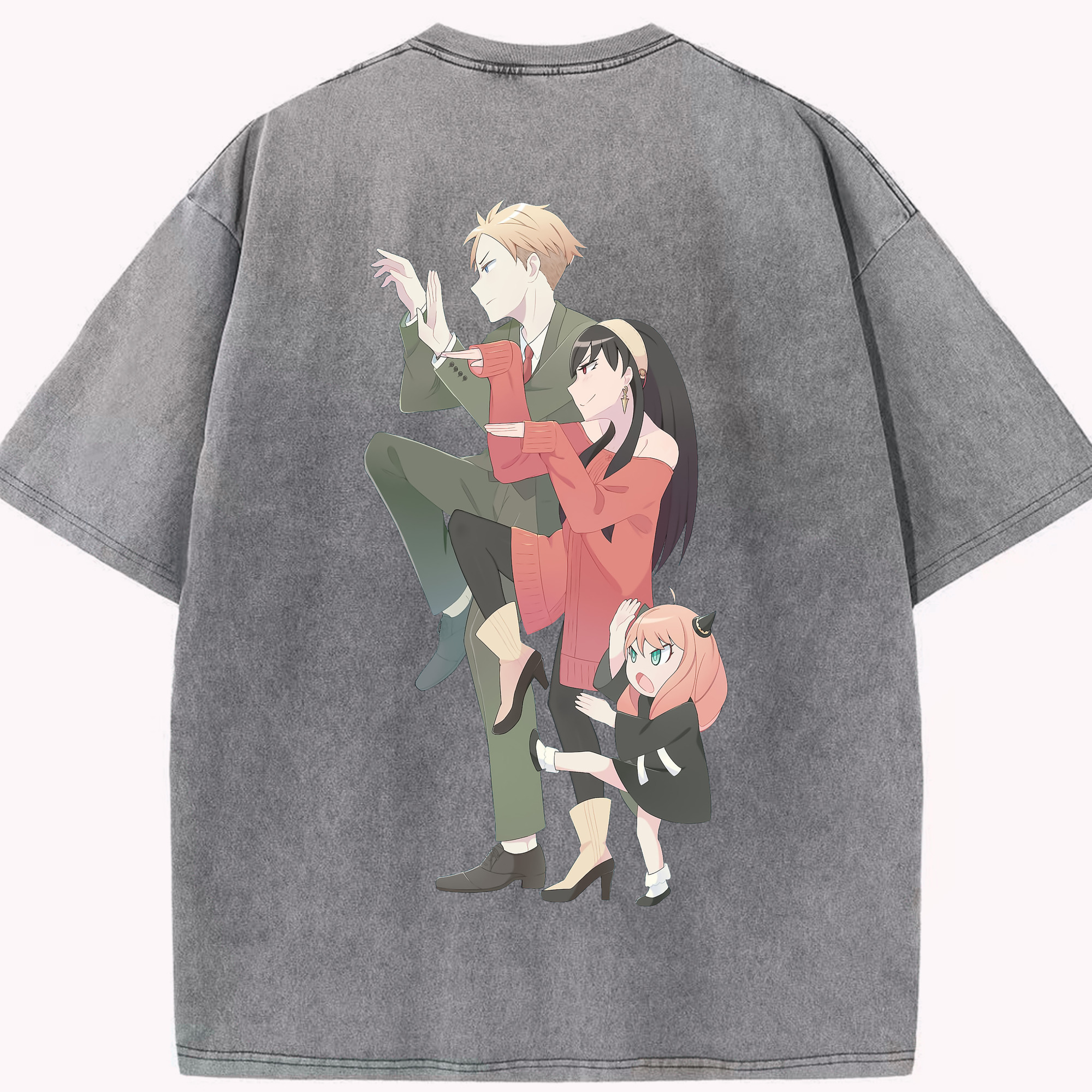 （画像用） SPY×FAMILY间谍家家酒 綿100% ヴィンテージ風 半袖Tシャツ（背面プリント）
