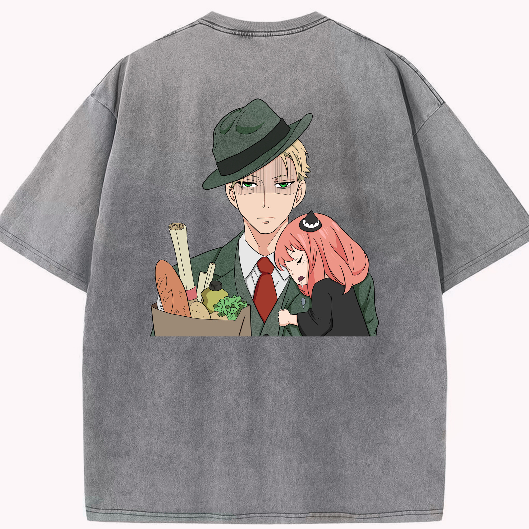 （画像用） SPY×FAMILY间谍家家酒 綿100% ヴィンテージ風 半袖Tシャツ（背面プリント）