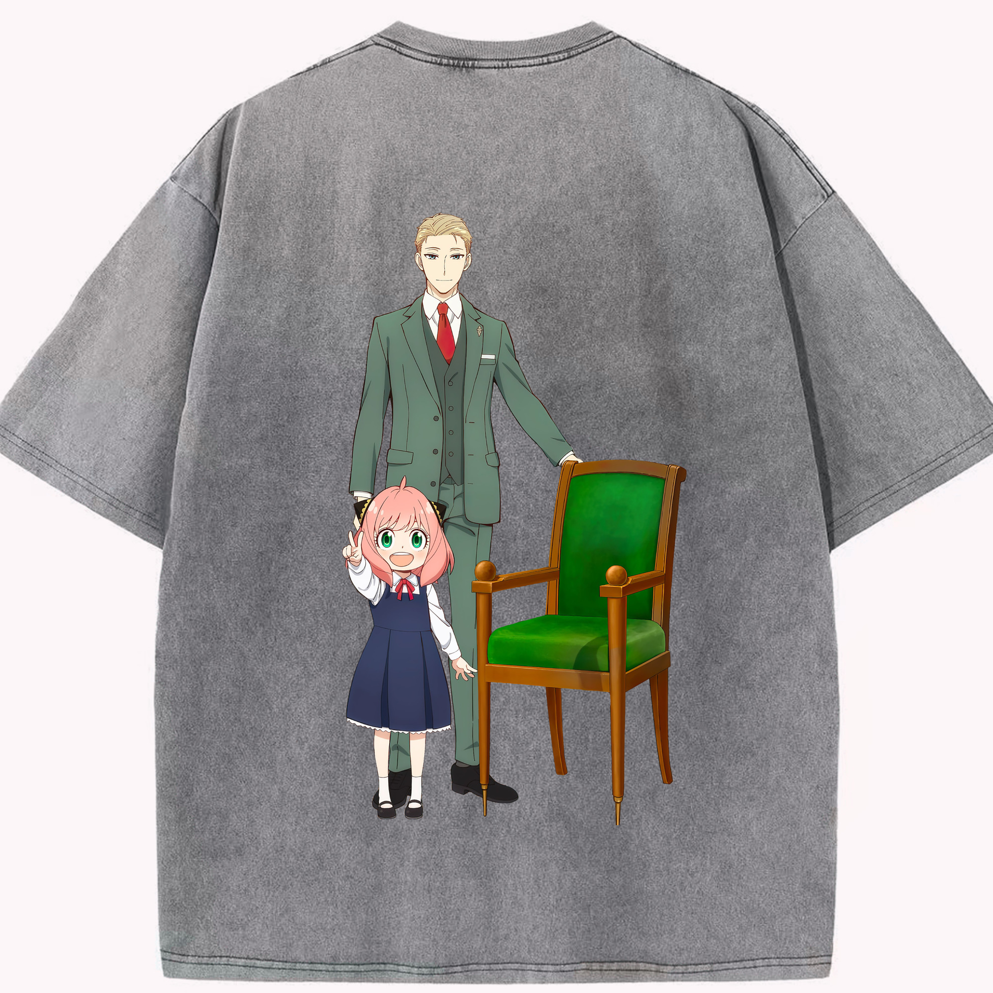 （画像用） SPY×FAMILY间谍家家酒 綿100% ヴィンテージ風 半袖Tシャツ（背面プリント）