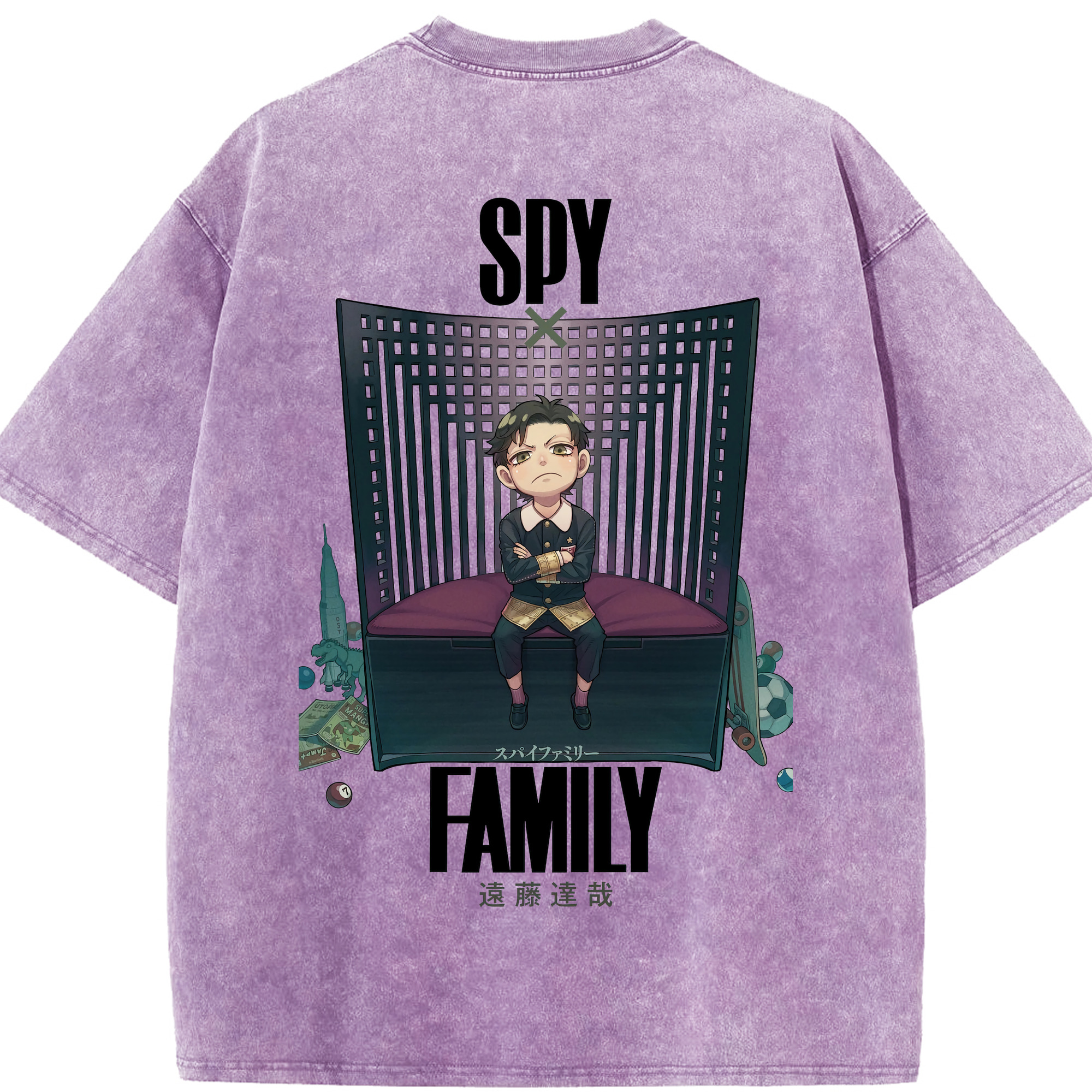 （画像用） SPY×FAMILY间谍家家酒 綿100% ヴィンテージ風 半袖Tシャツ（背面プリント）
