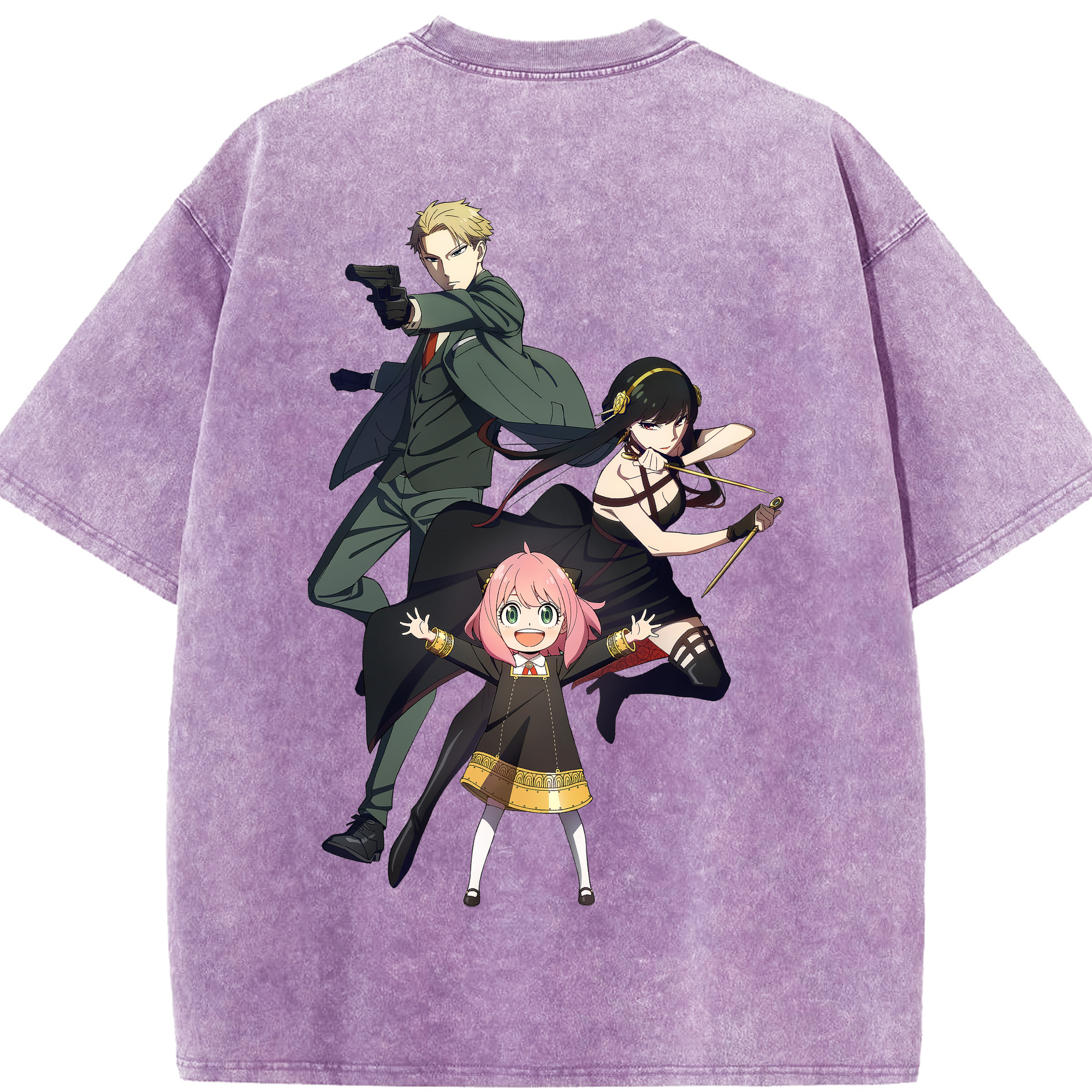（画像用） SPY×FAMILY间谍家家酒 綿100% ヴィンテージ風 半袖Tシャツ（背面プリント）