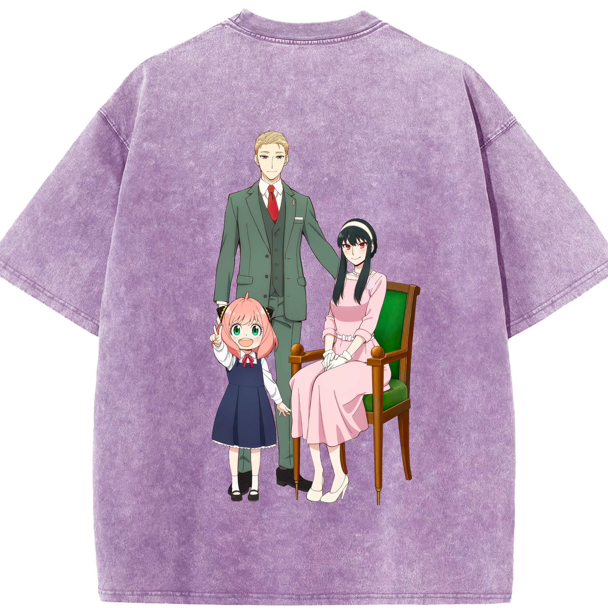 （画像用） SPY×FAMILY间谍家家酒 綿100% ヴィンテージ風 半袖Tシャツ（背面プリント）