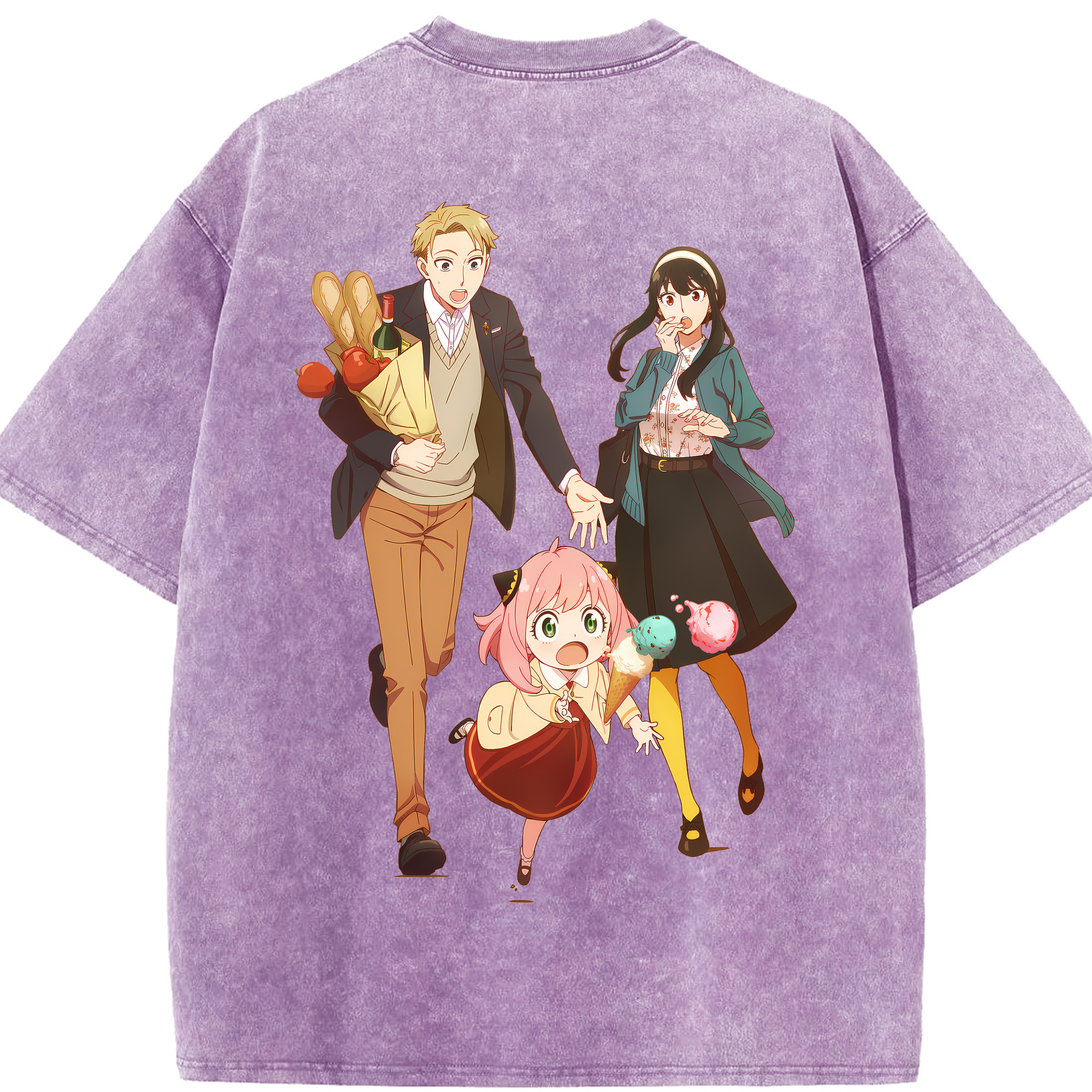 （画像用） SPY×FAMILY间谍家家酒 綿100% ヴィンテージ風 半袖Tシャツ（背面プリント）