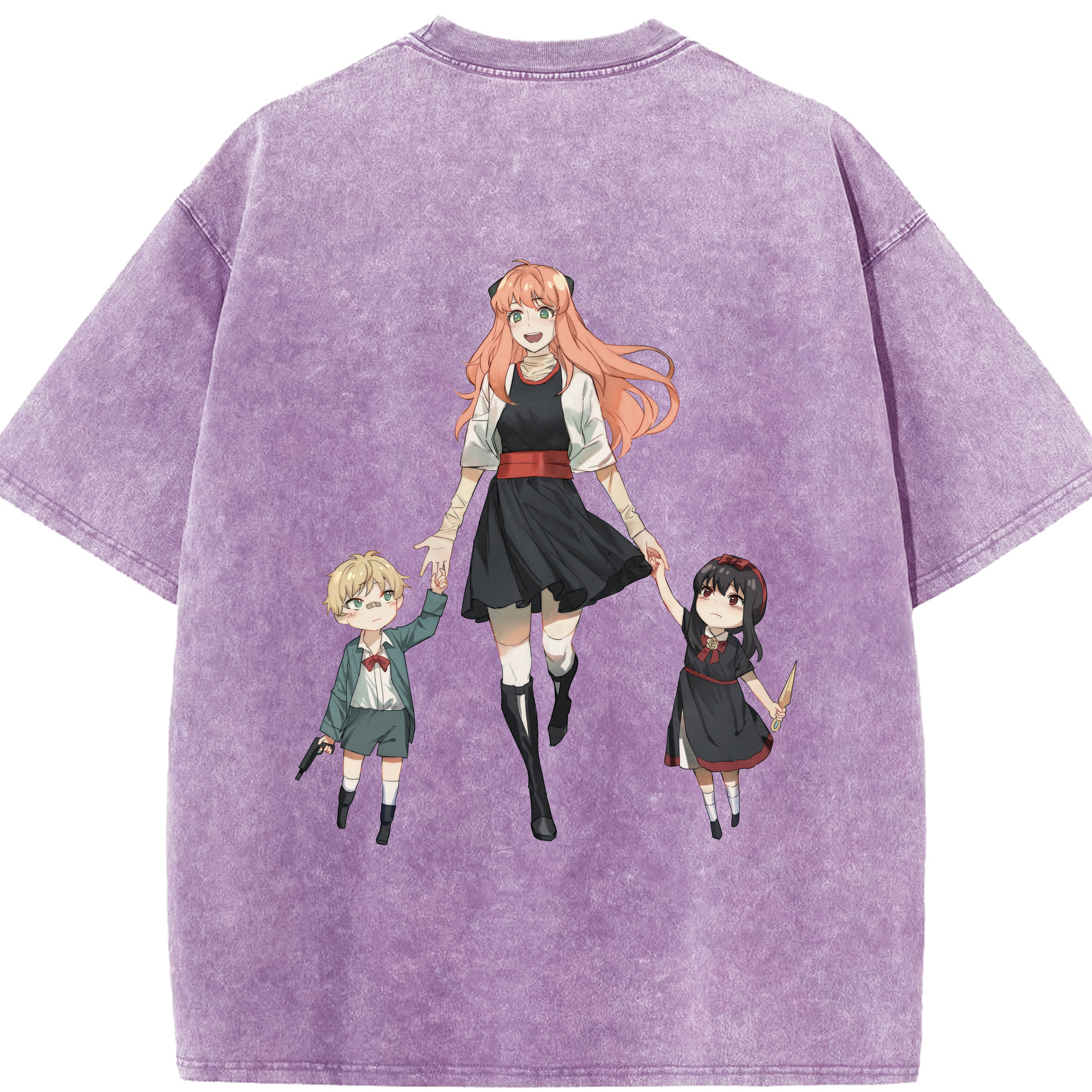 （画像用） SPY×FAMILY间谍家家酒 綿100% ヴィンテージ風 半袖Tシャツ（背面プリント）