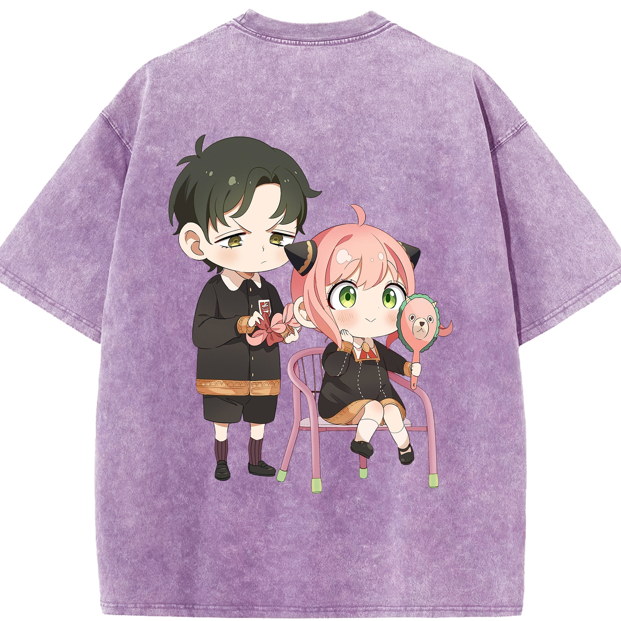 （画像用） SPY×FAMILY间谍家家酒 綿100% ヴィンテージ風 半袖Tシャツ（背面プリント）
